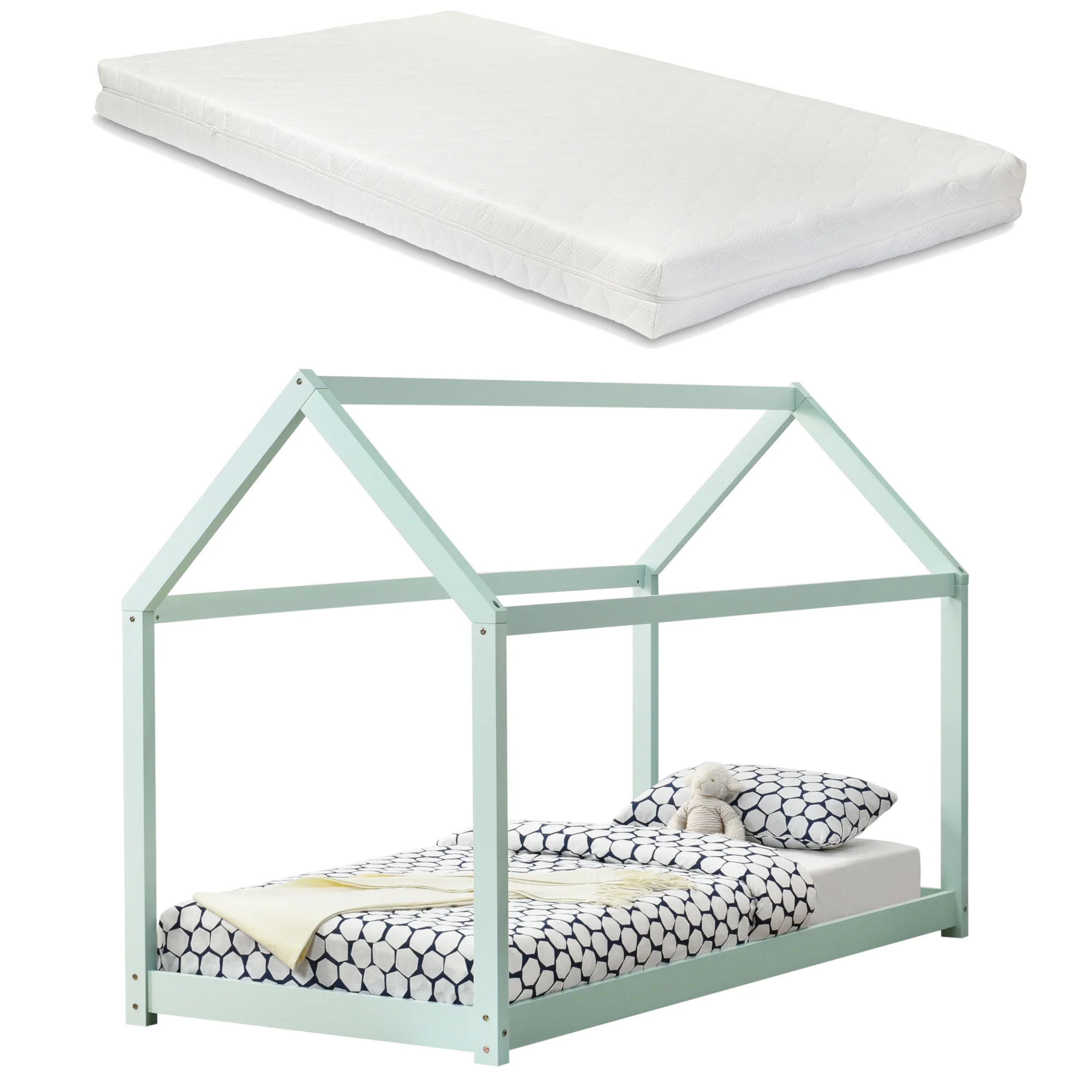 Kinderbett Netstal 90x200 cm mit Kaltschaummatratze Natur [en.casa] - Image 2