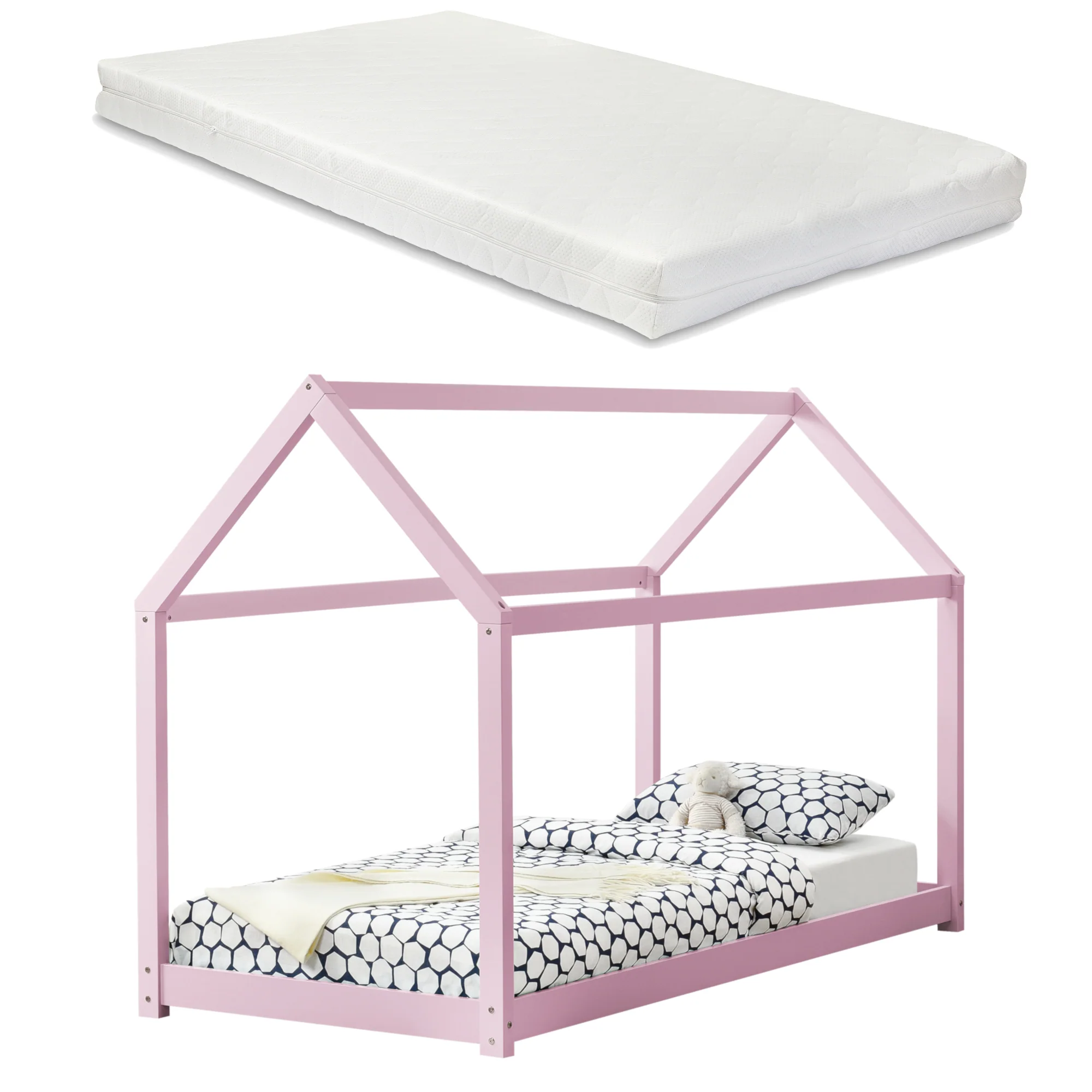 Kinderbett Netstal 90x200 cm mit Kaltschaummatratze Natur [en.casa] - Image 3
