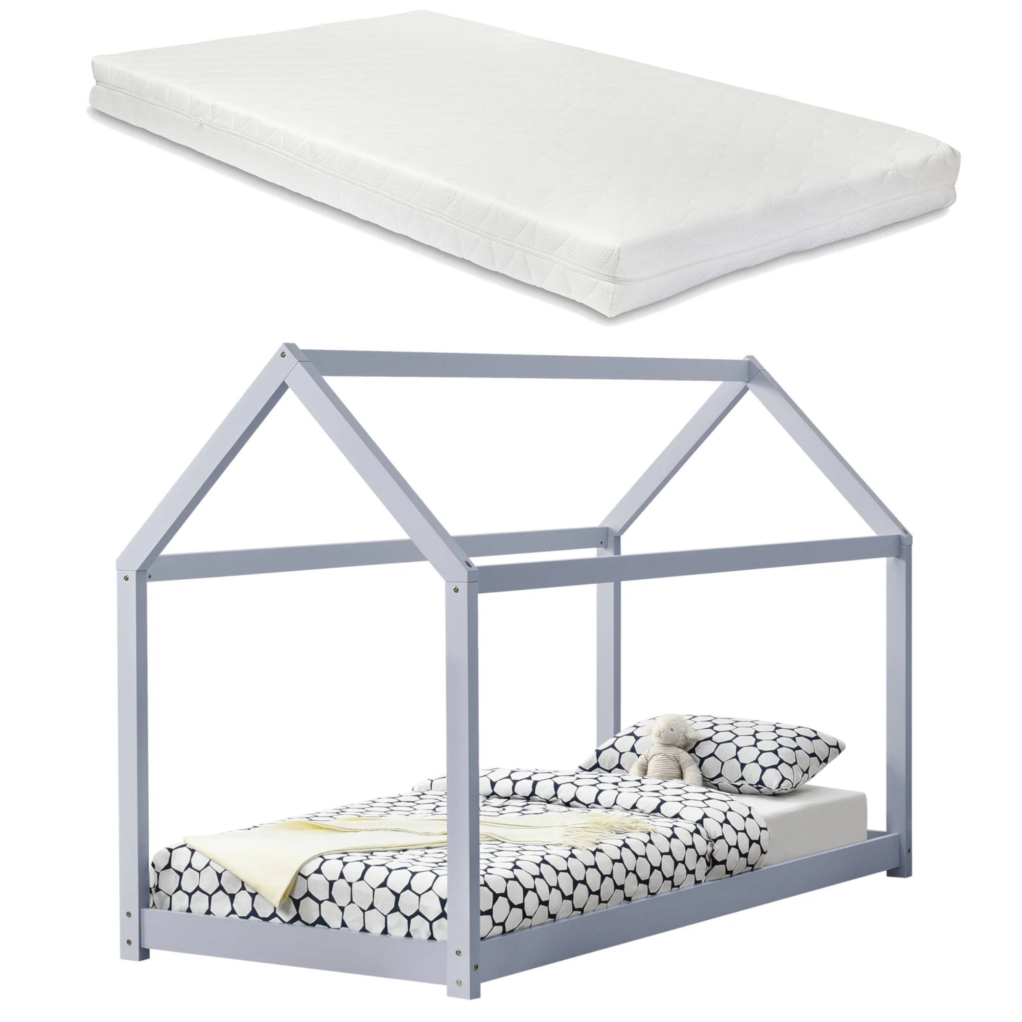 Kinderbett Netstal 90x200 cm mit Kaltschaummatratze Natur [en.casa] - Image 4