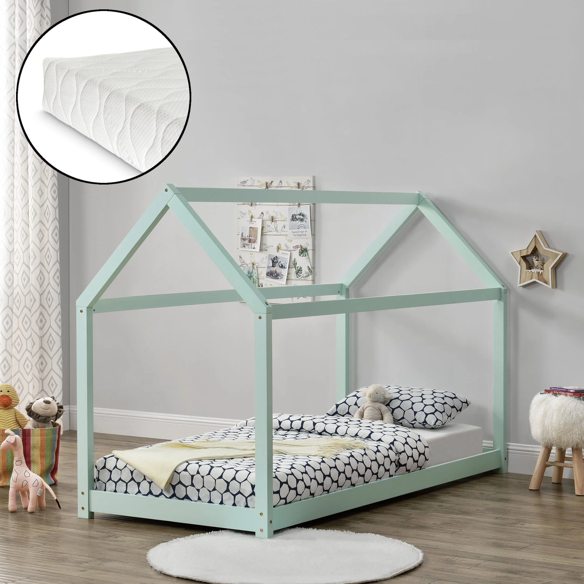 Kinderbett Netstal 90x200 cm mit Kaltschaummatratze Natur [en.casa] - Image 6