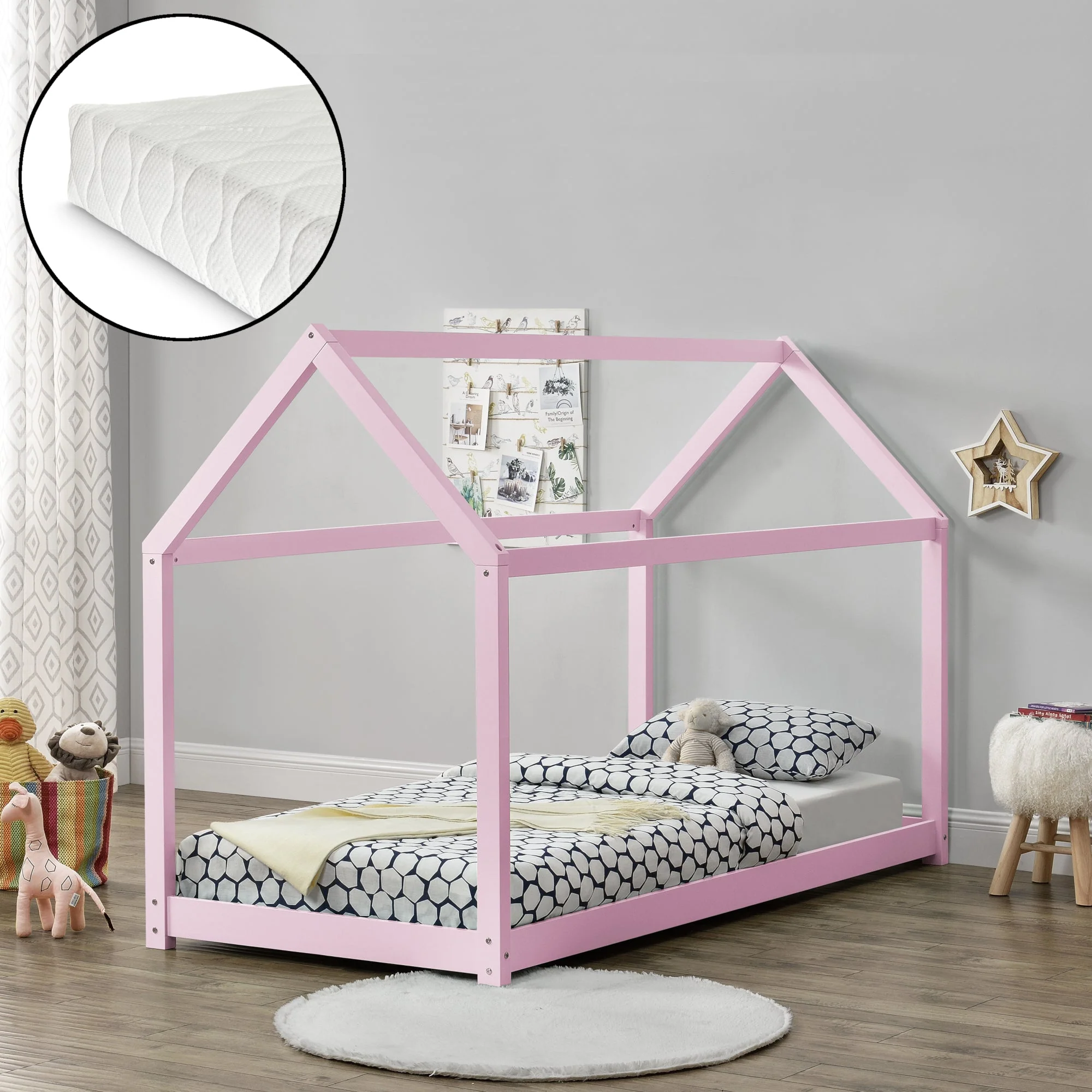 Kinderbett Netstal 90x200 cm mit Kaltschaummatratze Natur [en.casa] - Image 7