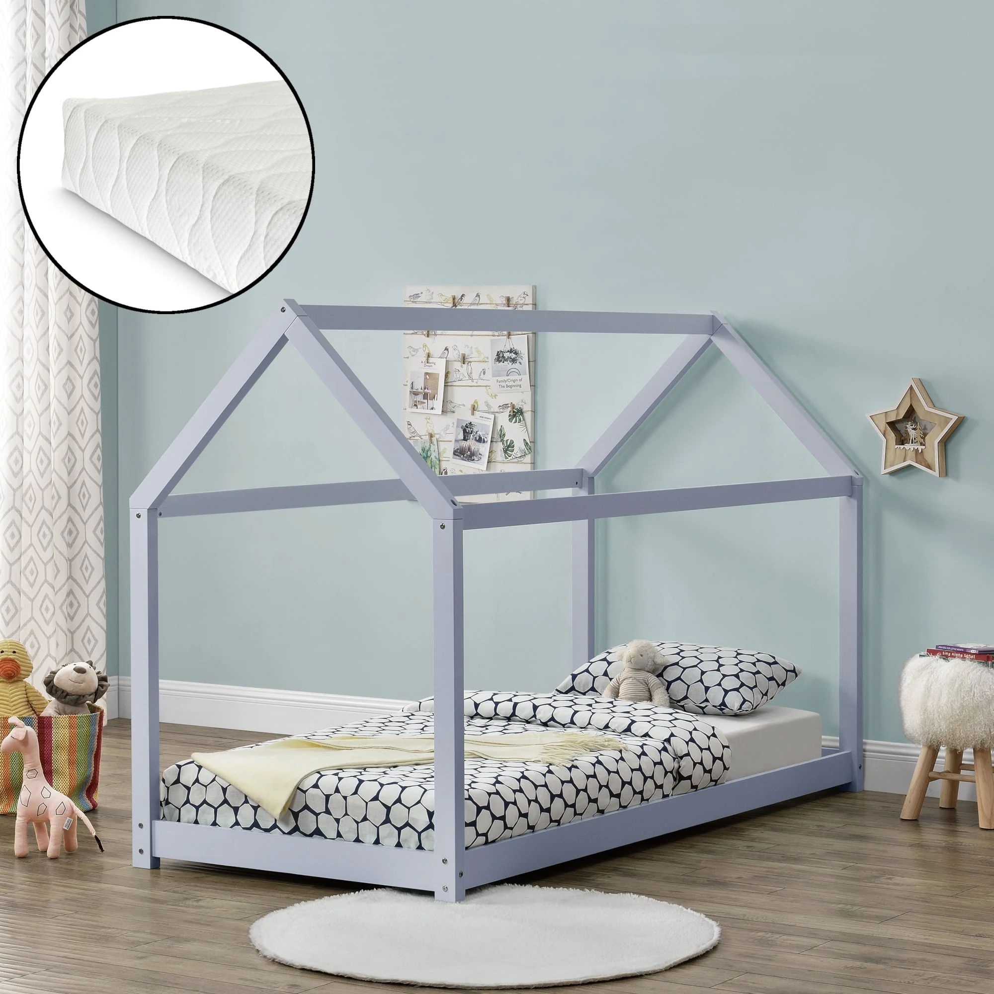 Kinderbett Netstal 90x200 cm mit Kaltschaummatratze Natur [en.casa] - Image 8