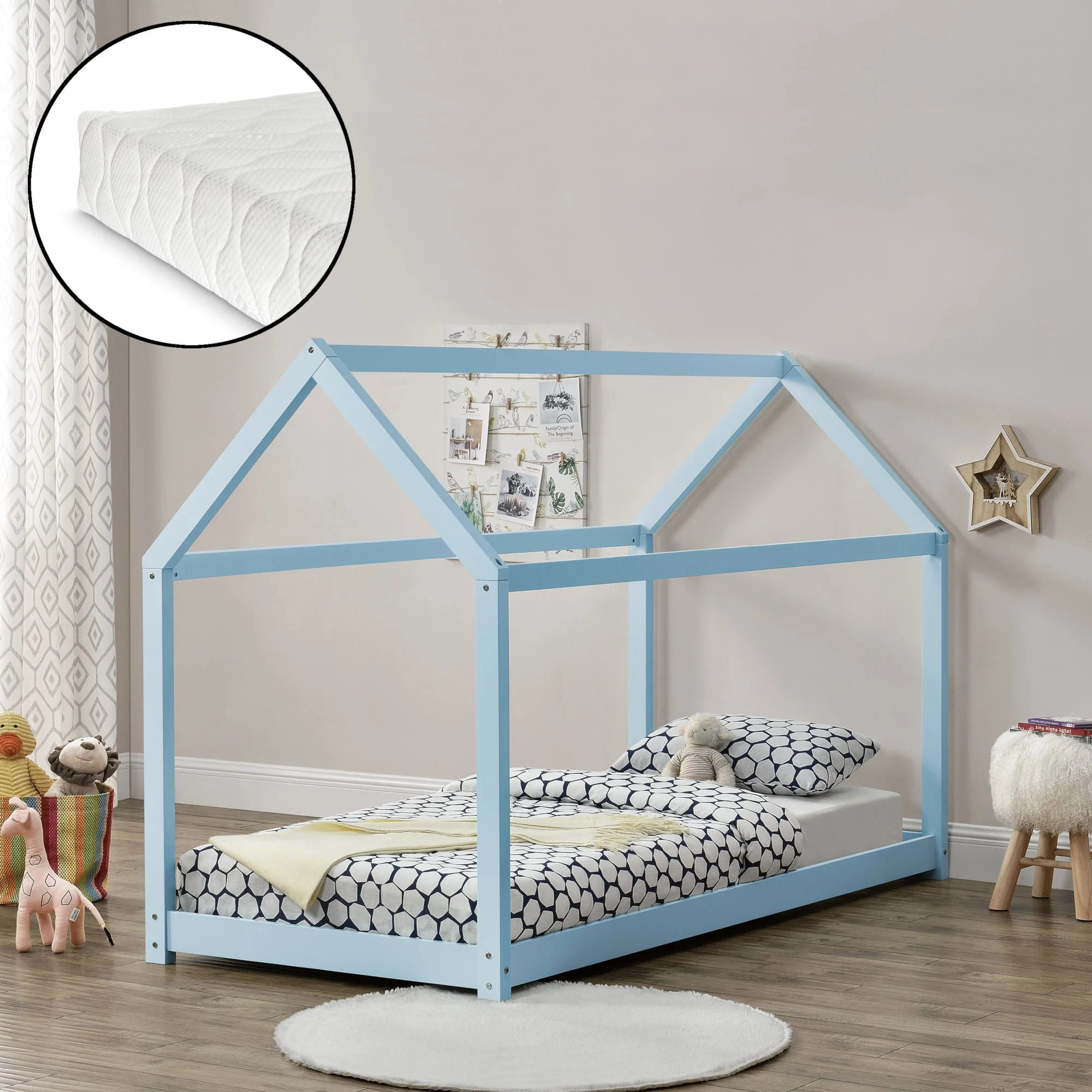 Kinderbett Netstal 90x200 cm mit Kaltschaummatratze Natur [en.casa] - Image 9