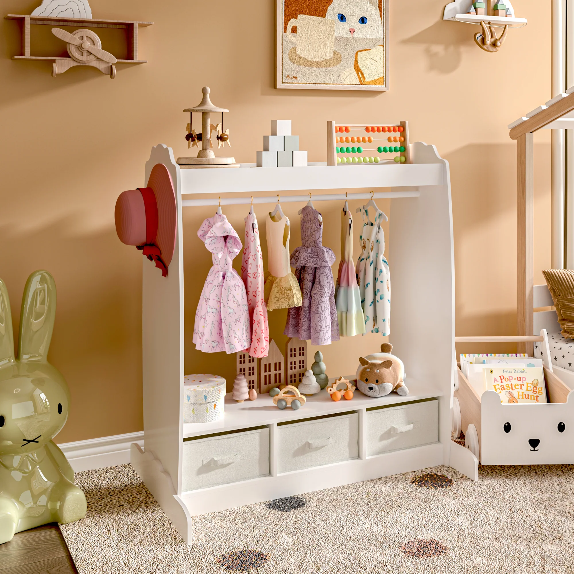 Kindergarderobe Moskenes 107x95x61 cm Weiß [en.casa]