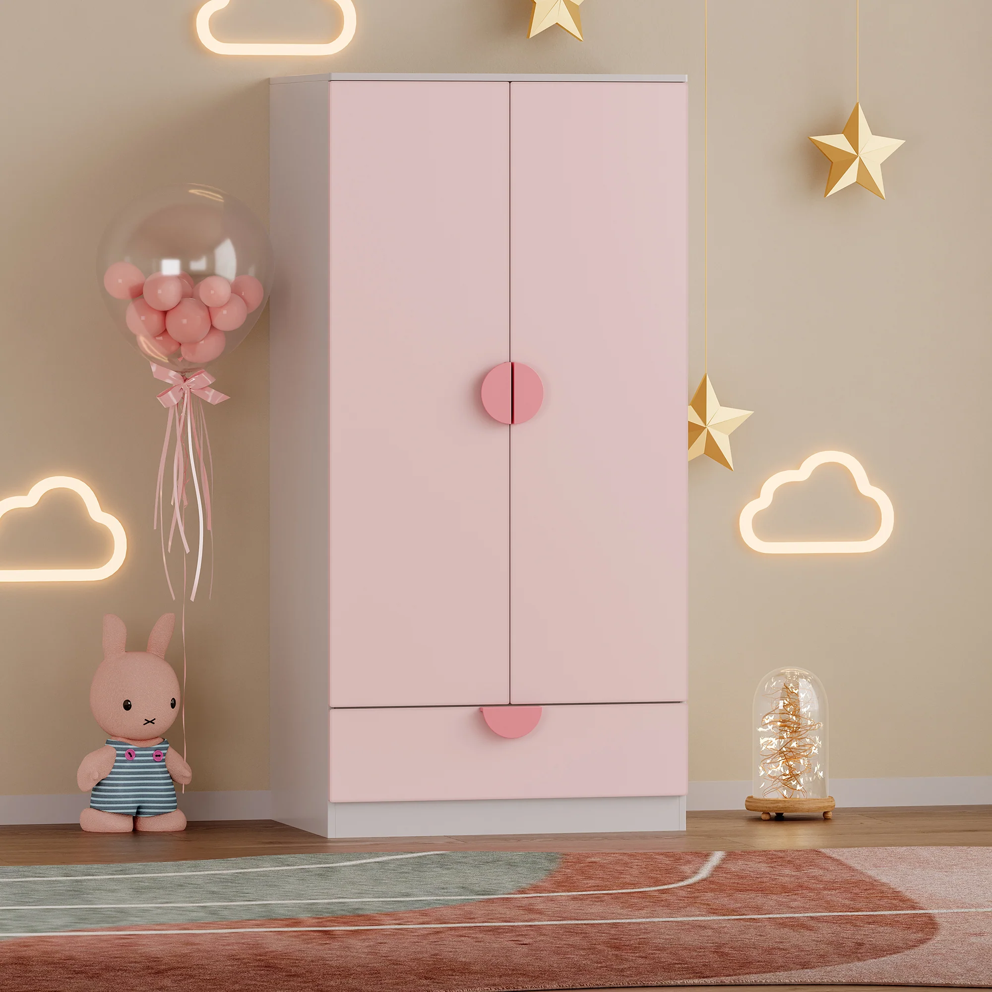 Kinderkleiderschrank Sandnes mit Schublade [en.casa] - Image 3