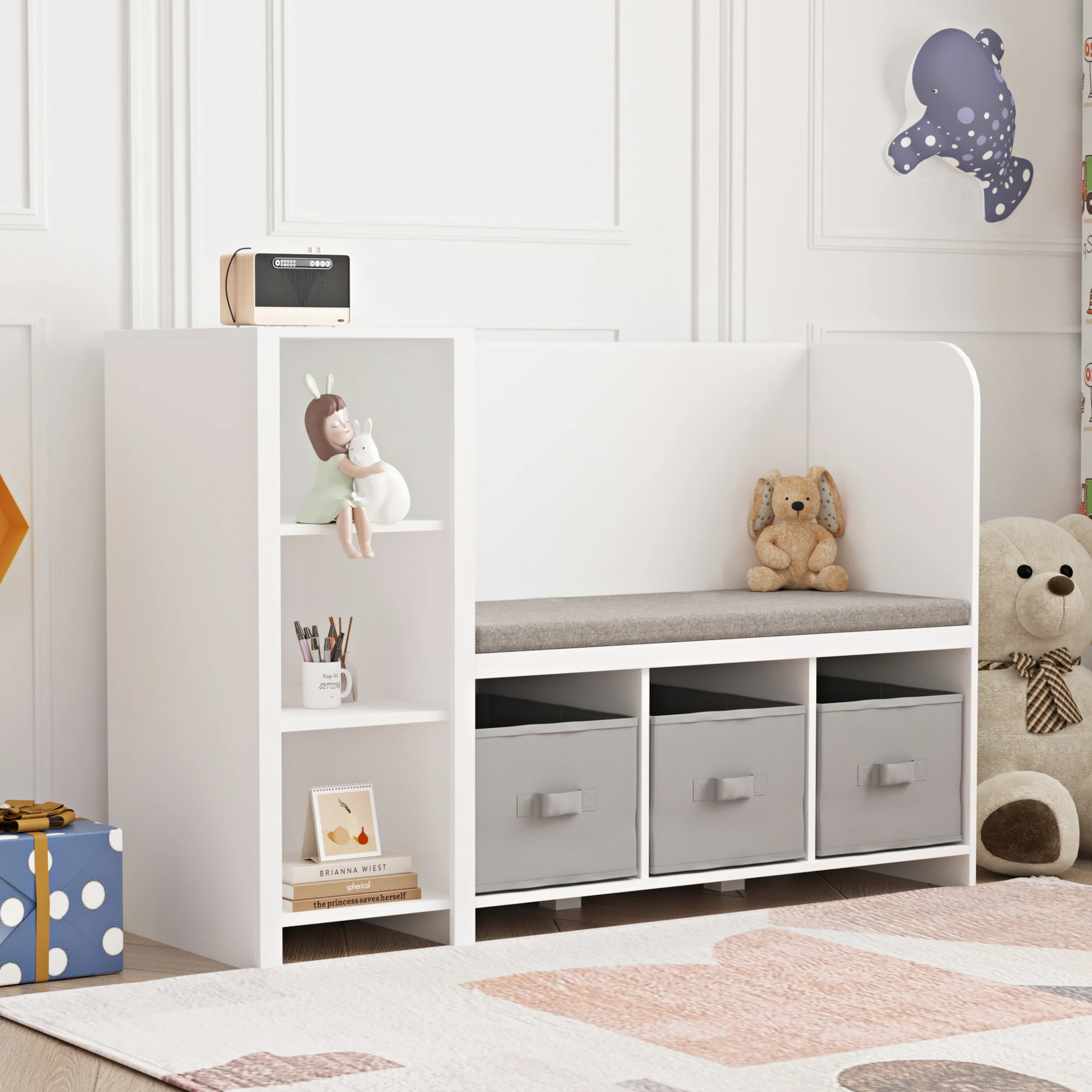 Kinderregal mit Sitzbank Høylandet [en.casa] - Image 2