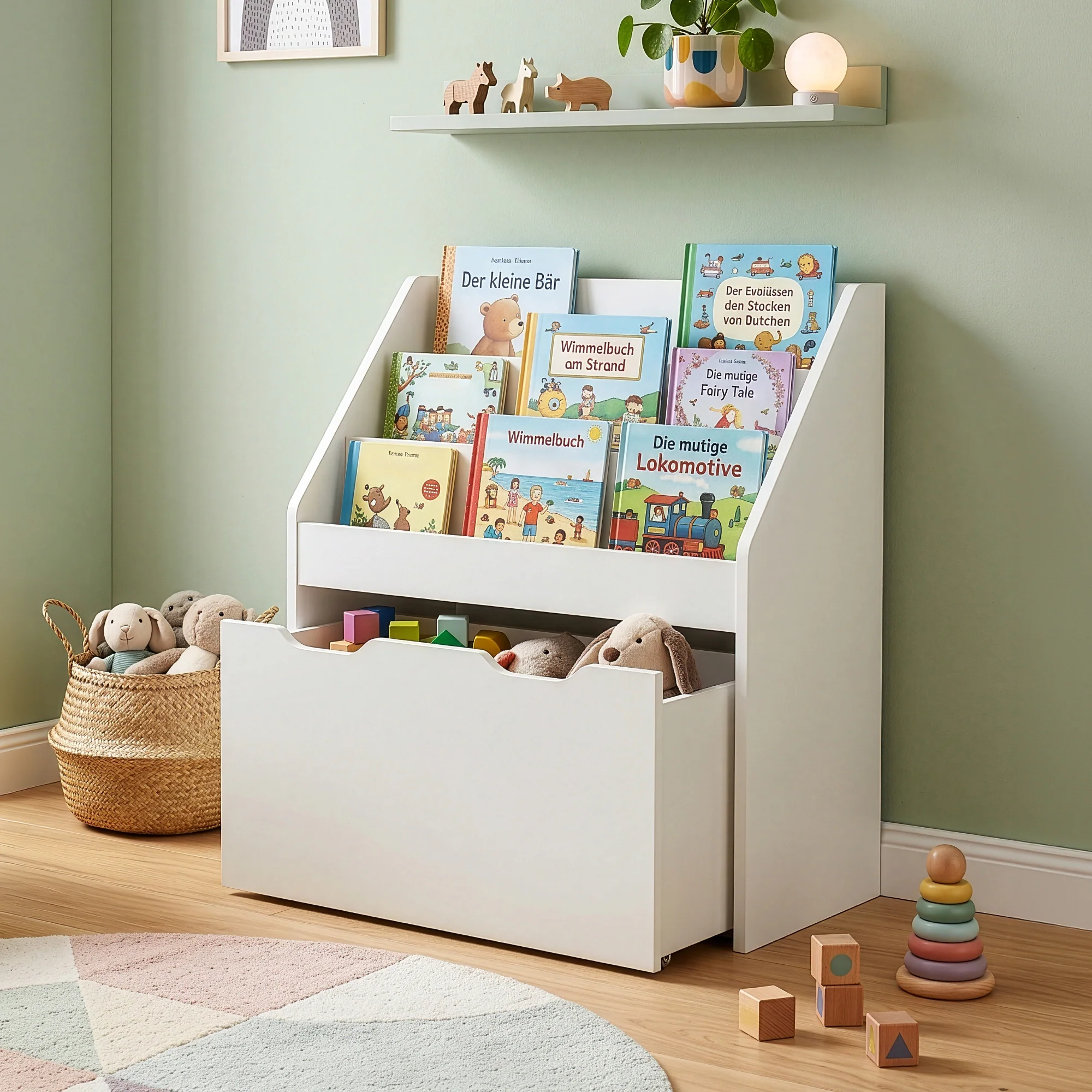 Kinderregal Sirlstalo 70x63x30 cm Weiß [en.casa] - Image 2