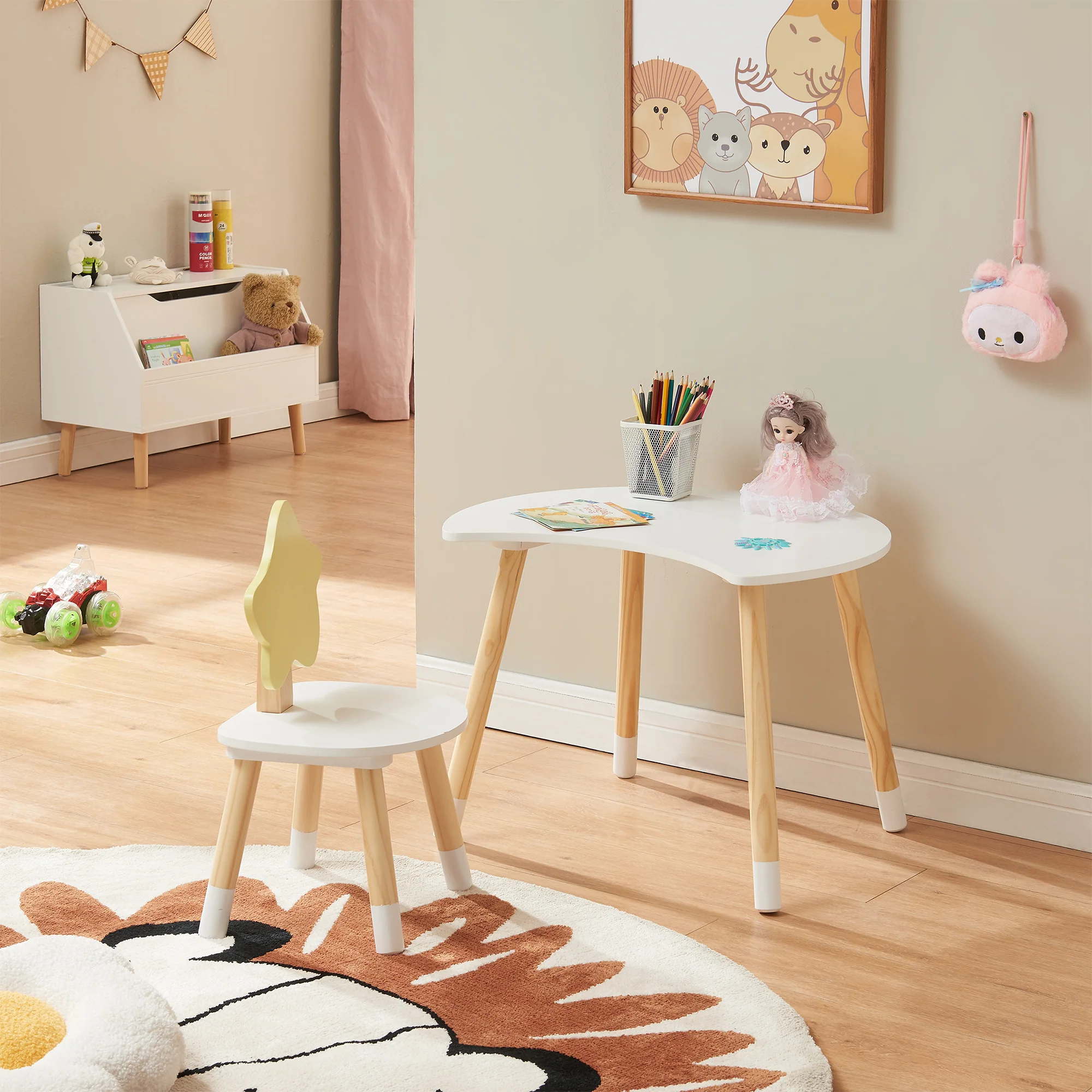 Kinderschreibtisch mit Stuhl Lallega Mond- und Stern-Design [en.casa] - Image 3