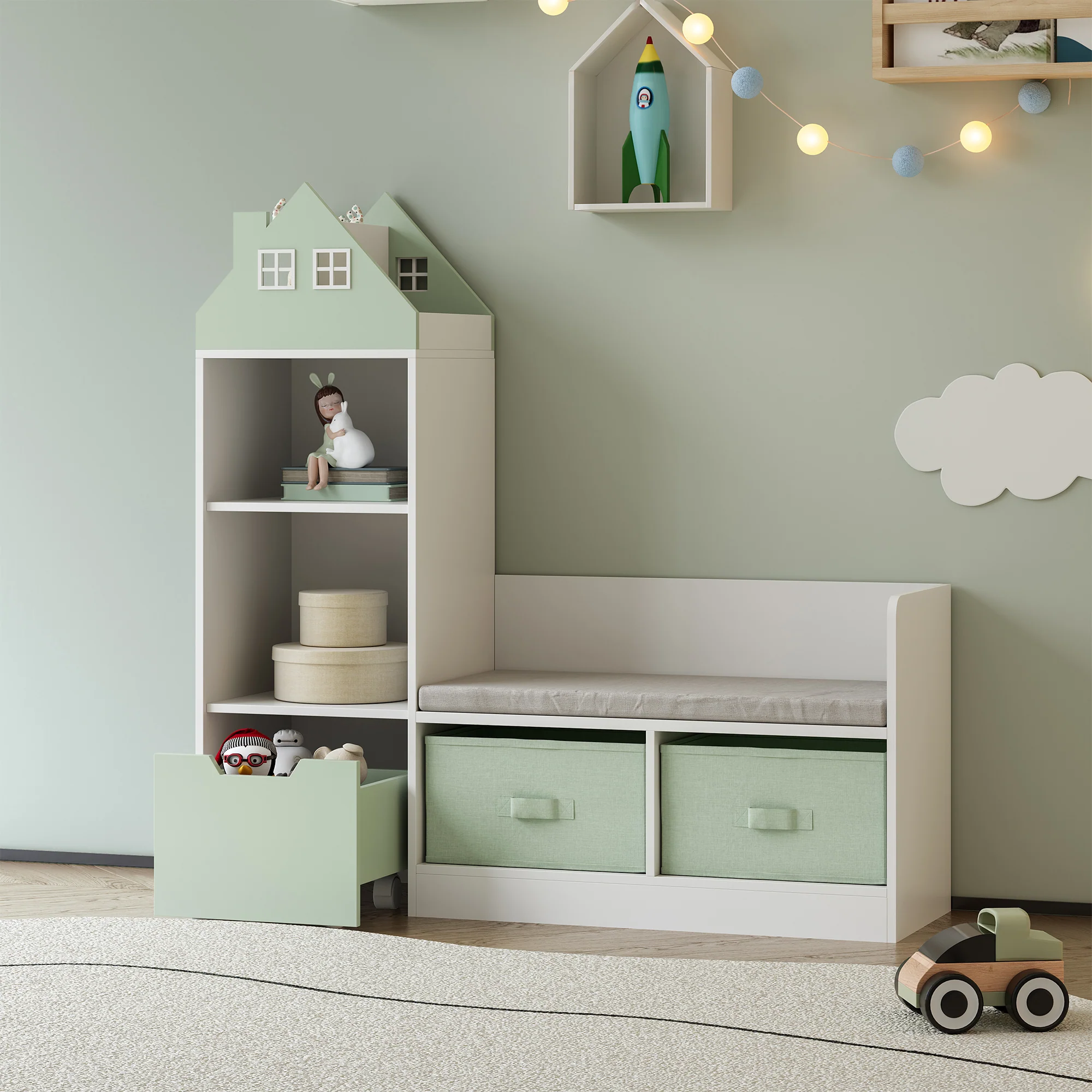 Kindersitzbank mit Regal Vipsali [en.casa] - Image 2