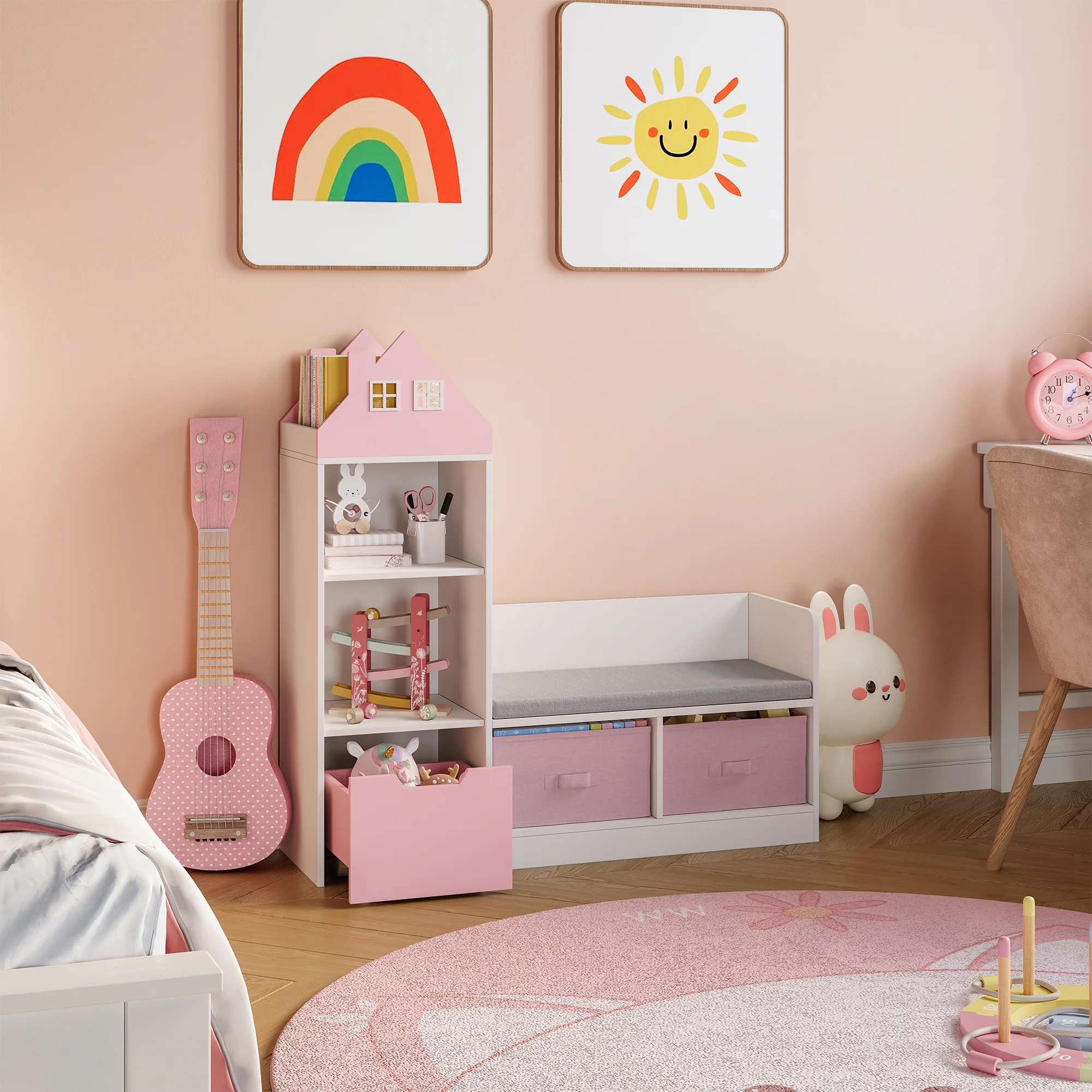 Kindersitzbank mit Regal Vipsali [en.casa] - Image 3