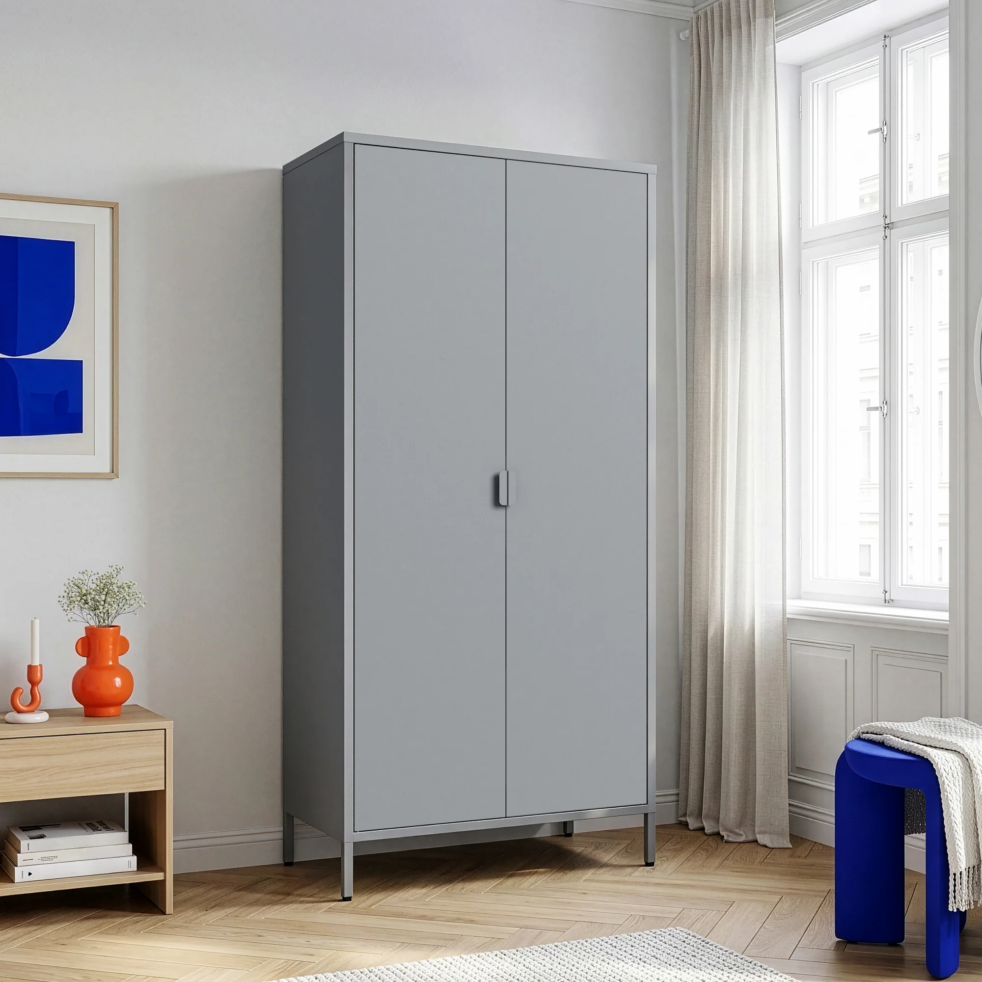 Kleiderschrank Esteli 170x80x45 cm Stahl [en.casa] - Image 5