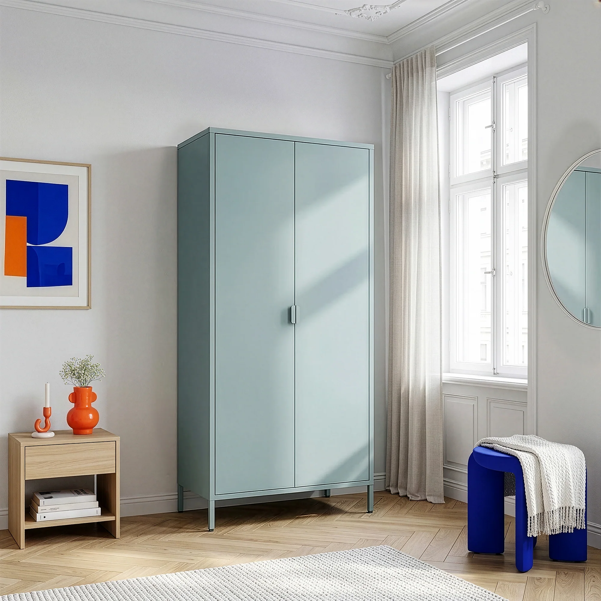 Kleiderschrank Esteli 170x80x45 cm Stahl [en.casa] - Image 6