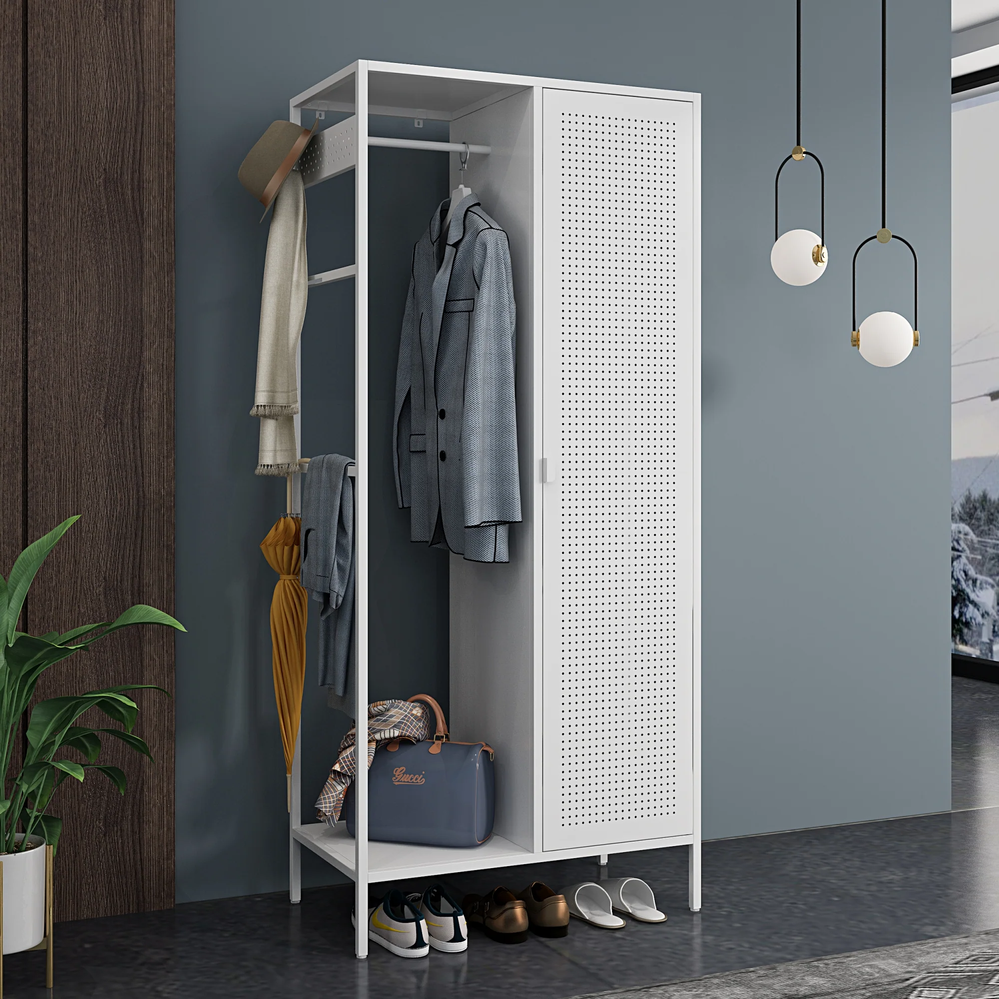 Kleiderschrank Puumala 180x80x45 cm Metall [en.casa] - Image 3