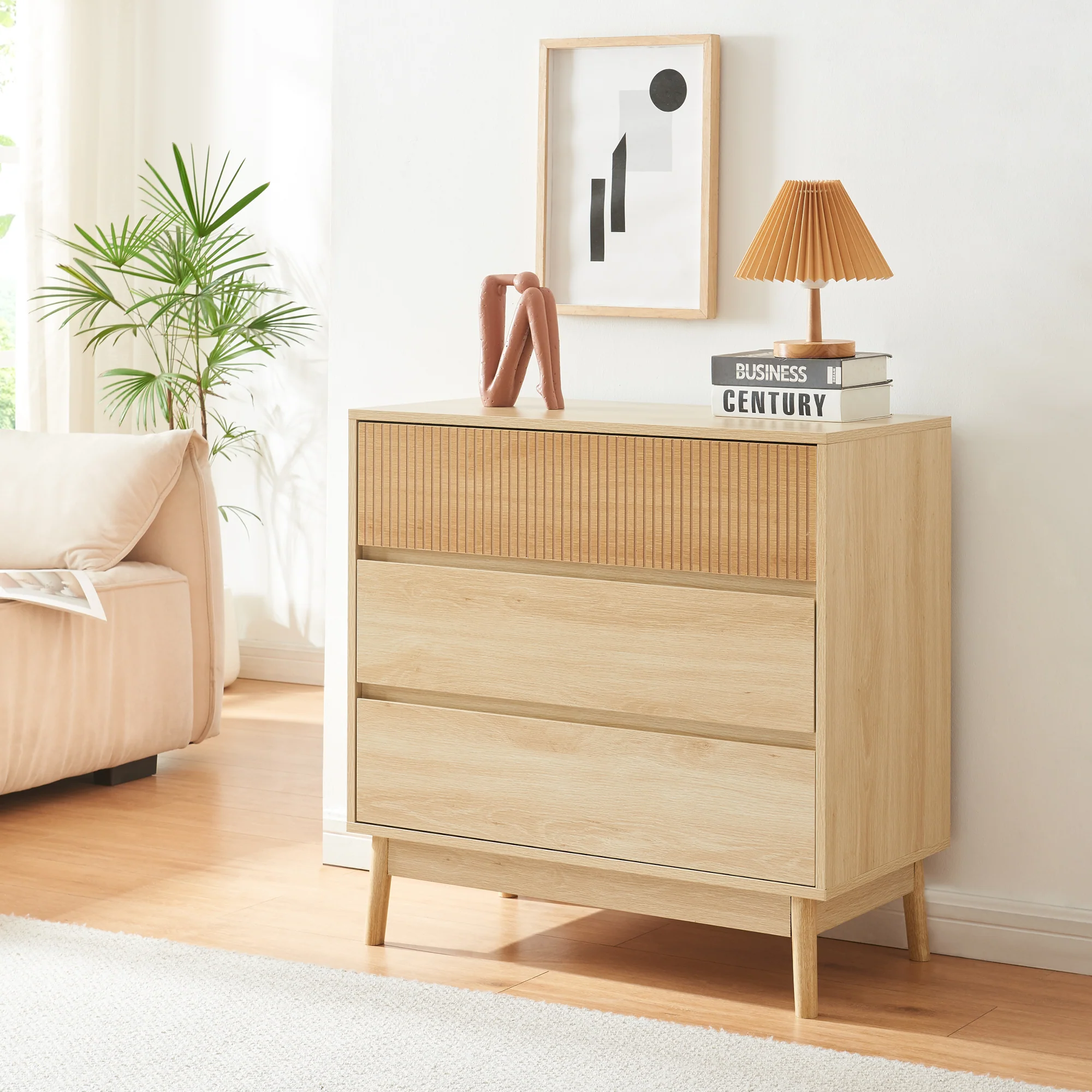 Kommode Landskrona 80x80x40 cm mit 3 Schubladen Eicheoptik [en.casa]