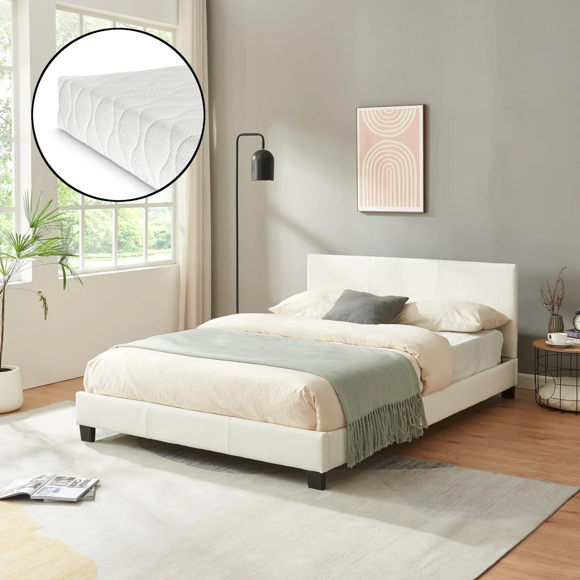 Kunstlederbett mit Matratze Kunstlederbezug Corium