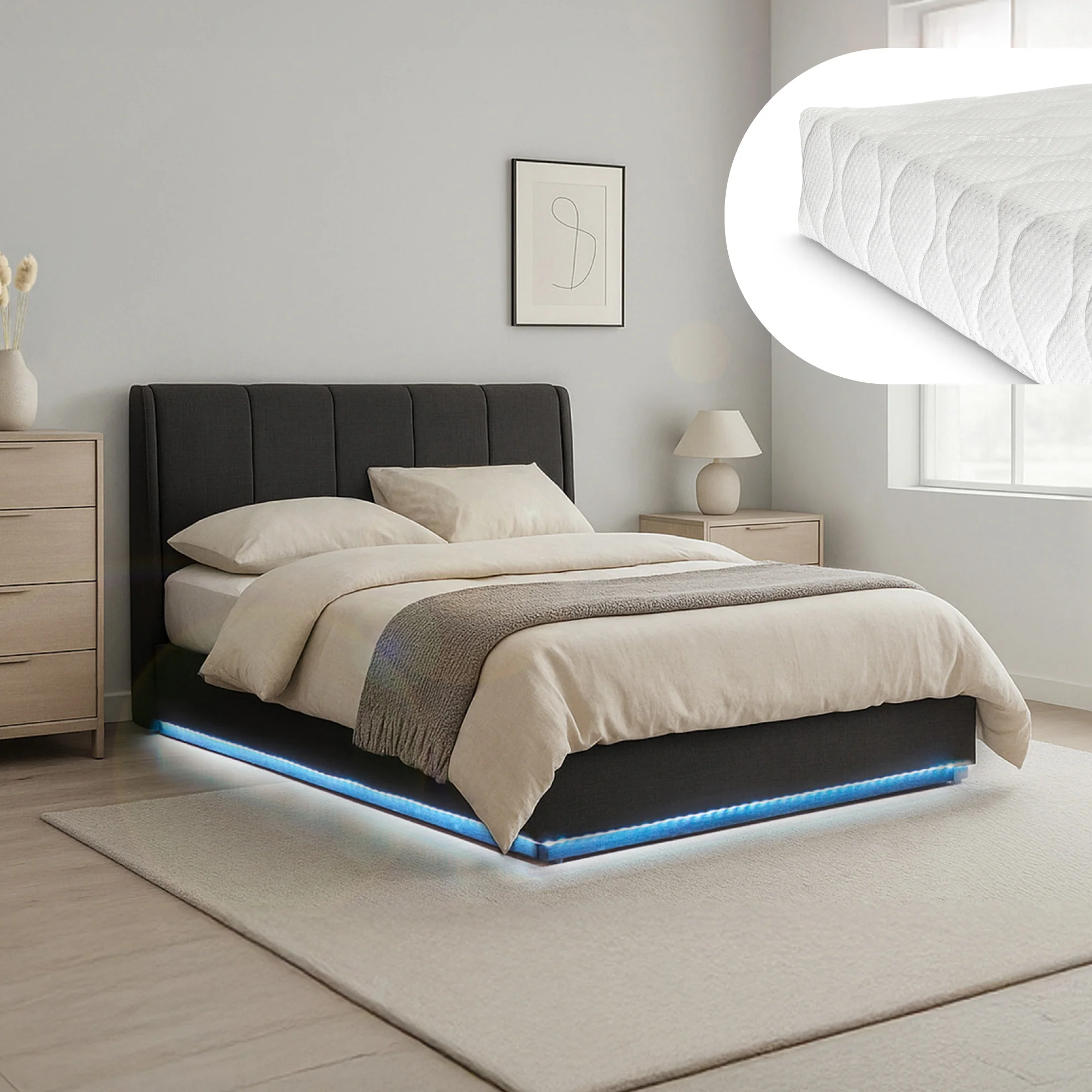 LED Polsterbett Tröstiar mit Matratze [en.casa] - Image 10
