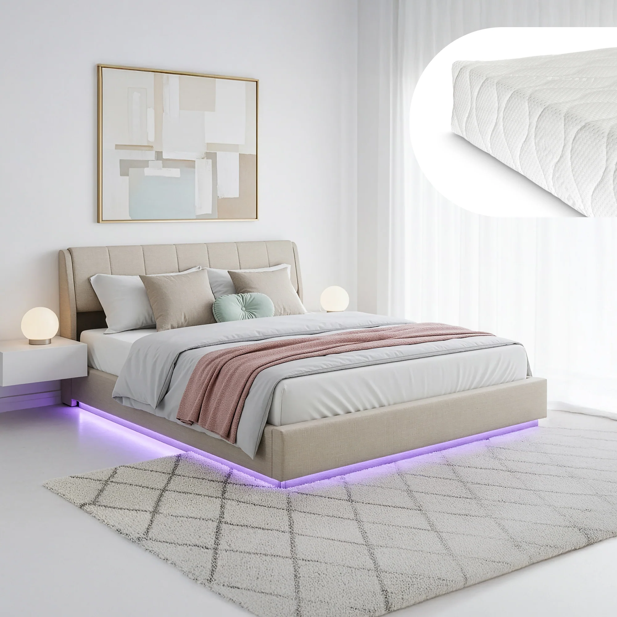 LED Polsterbett Tröstiar mit Matratze [en.casa] - Image 5