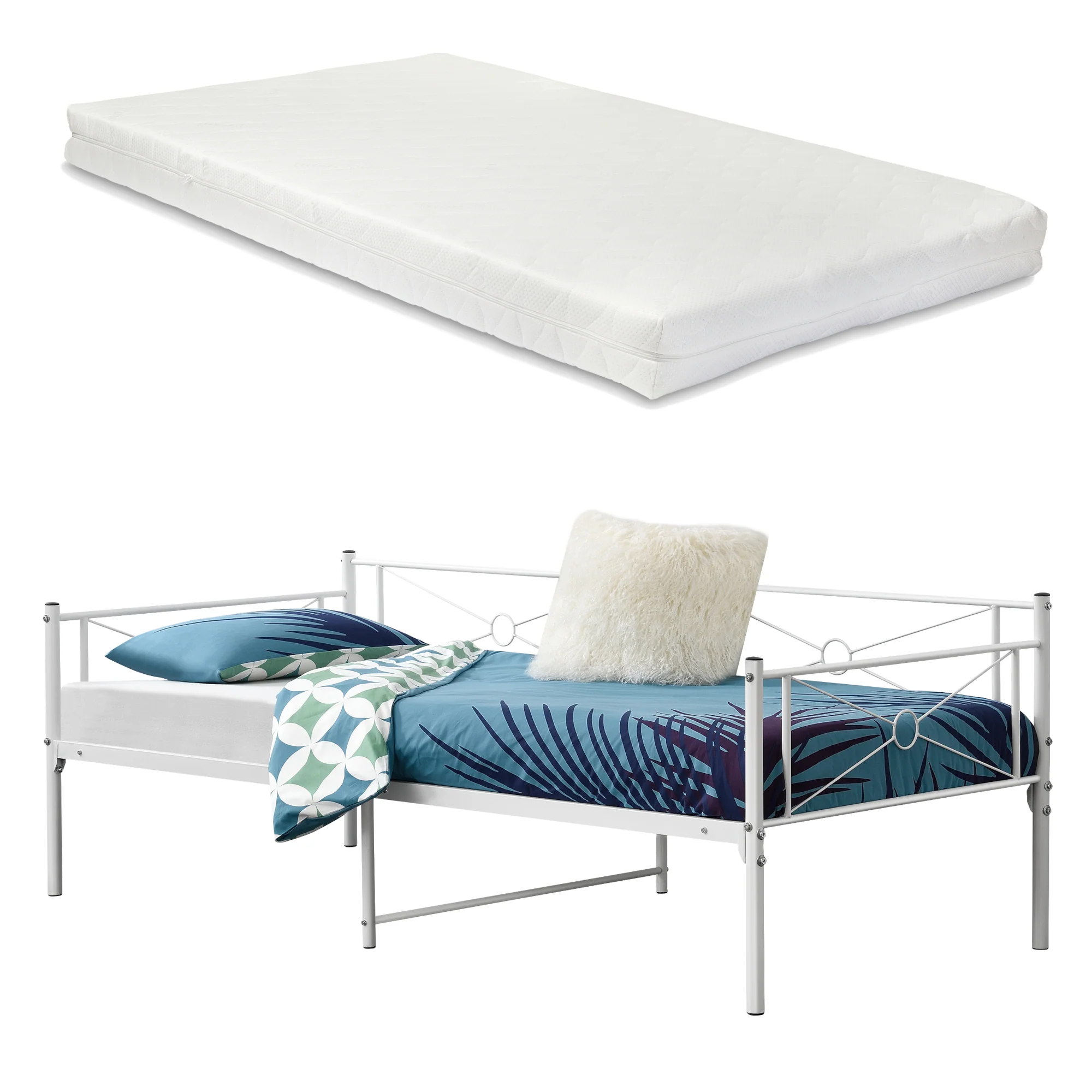 Metallbett Alvesta 90x200 cm mit Kaltschaummatratze versch. Farben en.casa - Image 3
