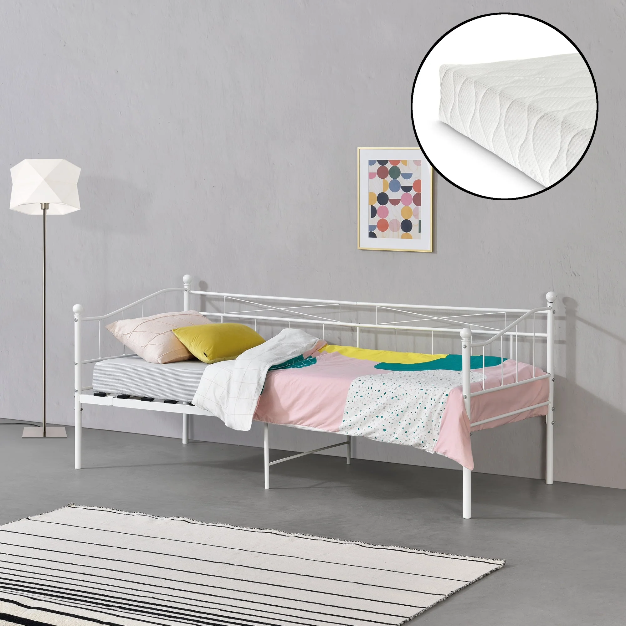 Metallbett Arjeplog 90x200cm mit Matratze versch. Farben en.casa - Image 5