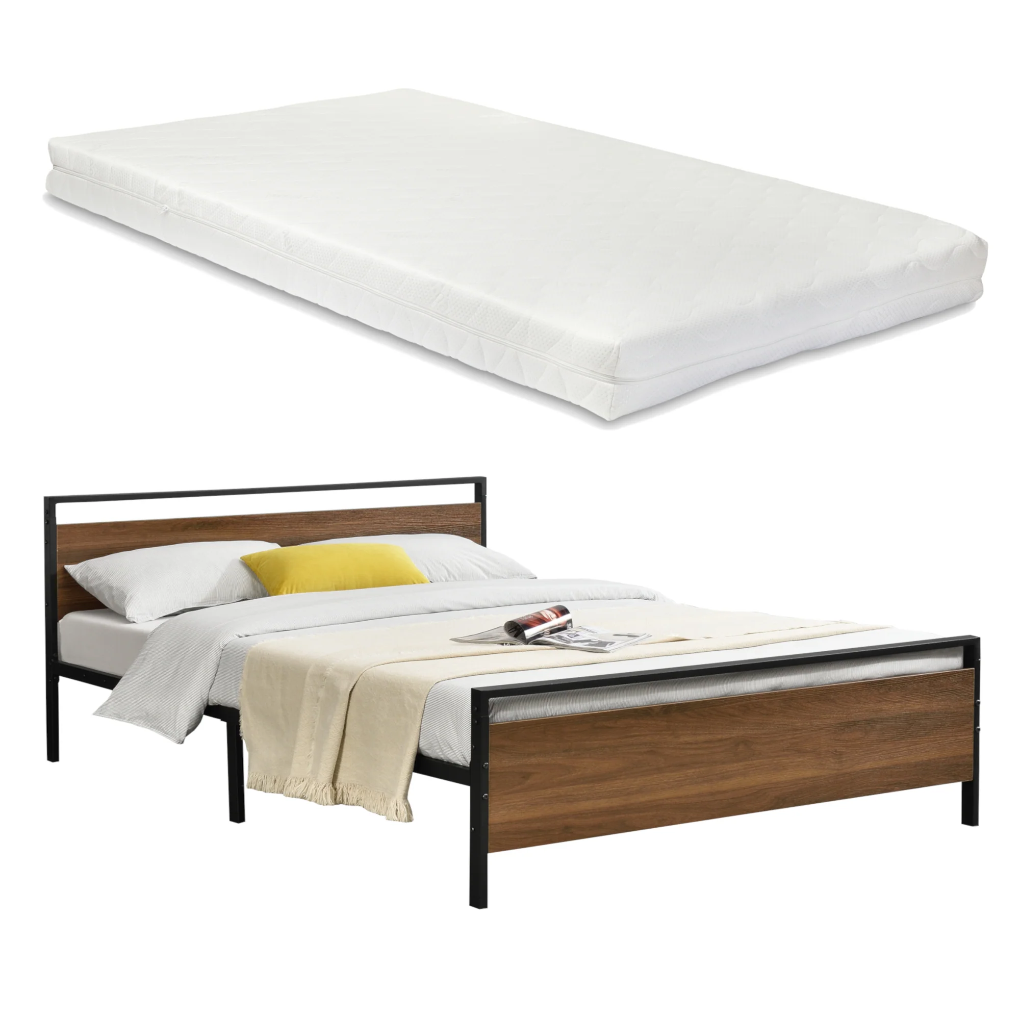 Metallbett Finse Schwarz mit Kaltschaummatratze in versch. Größen en.casa - Image 2
