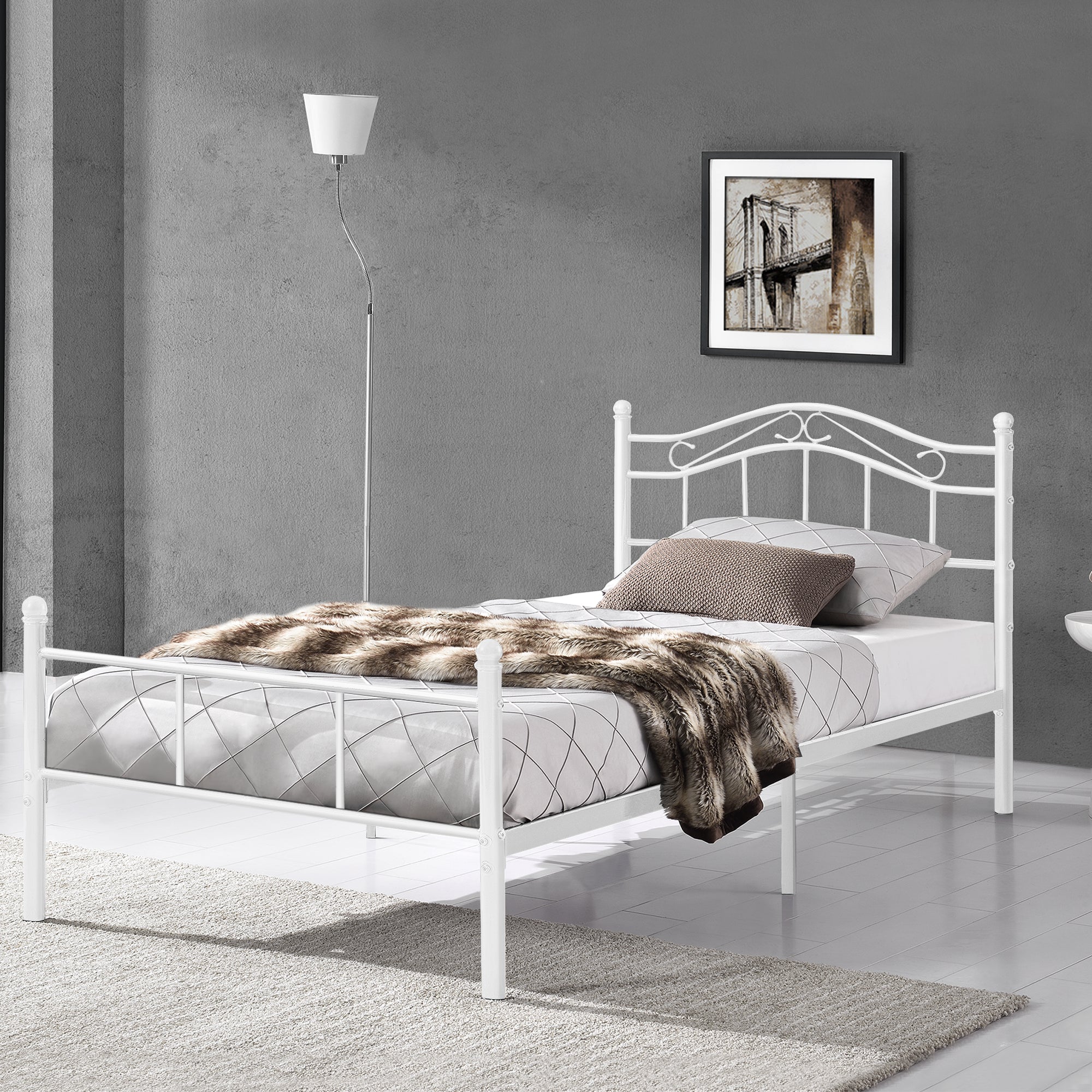 Metallbett Florenz 120x200 cm mit/ohne Kaltschaummatratze versch. Farben [en.casa] - Image 3