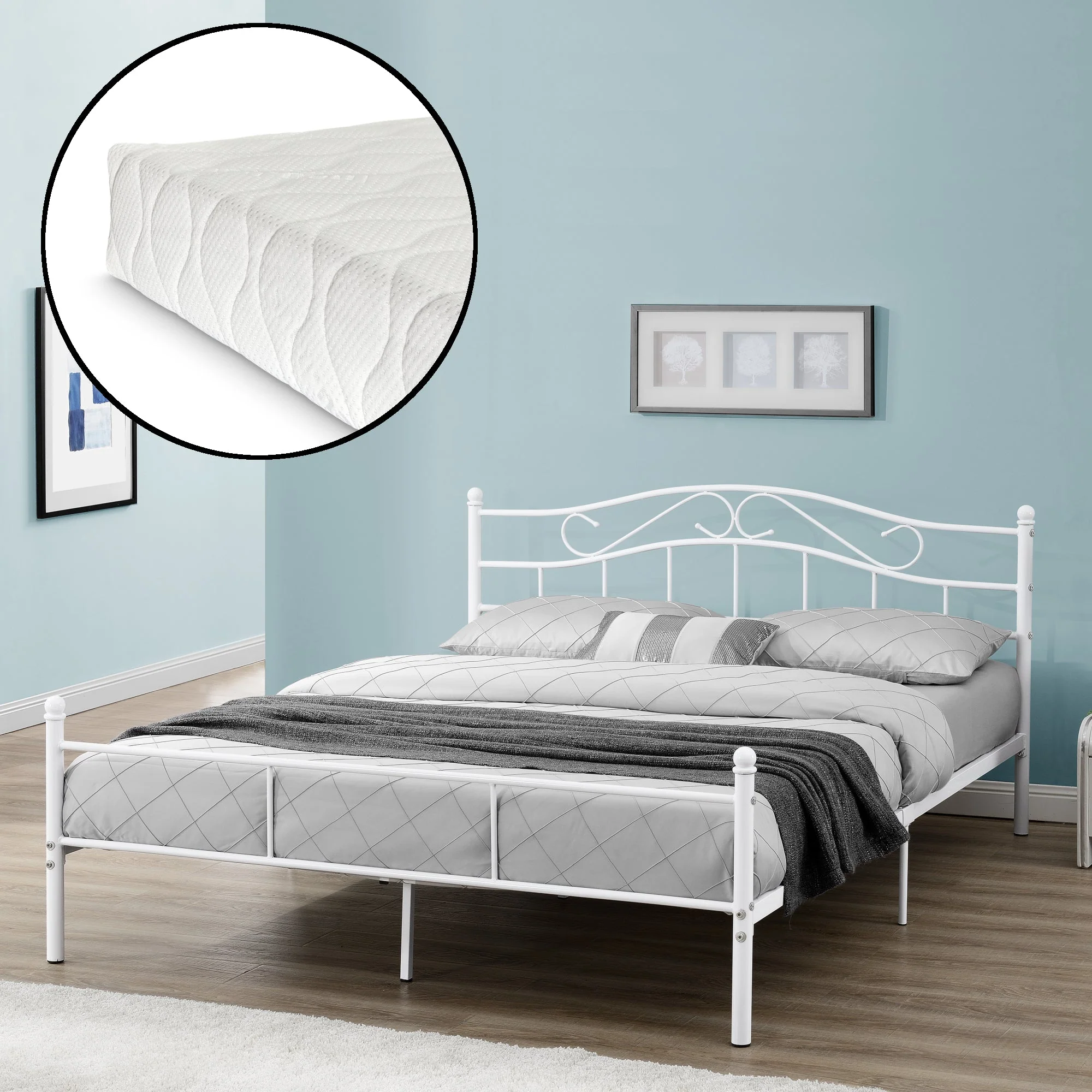 Metallbett Florenz mit Matratze [en.casa] - Image 10