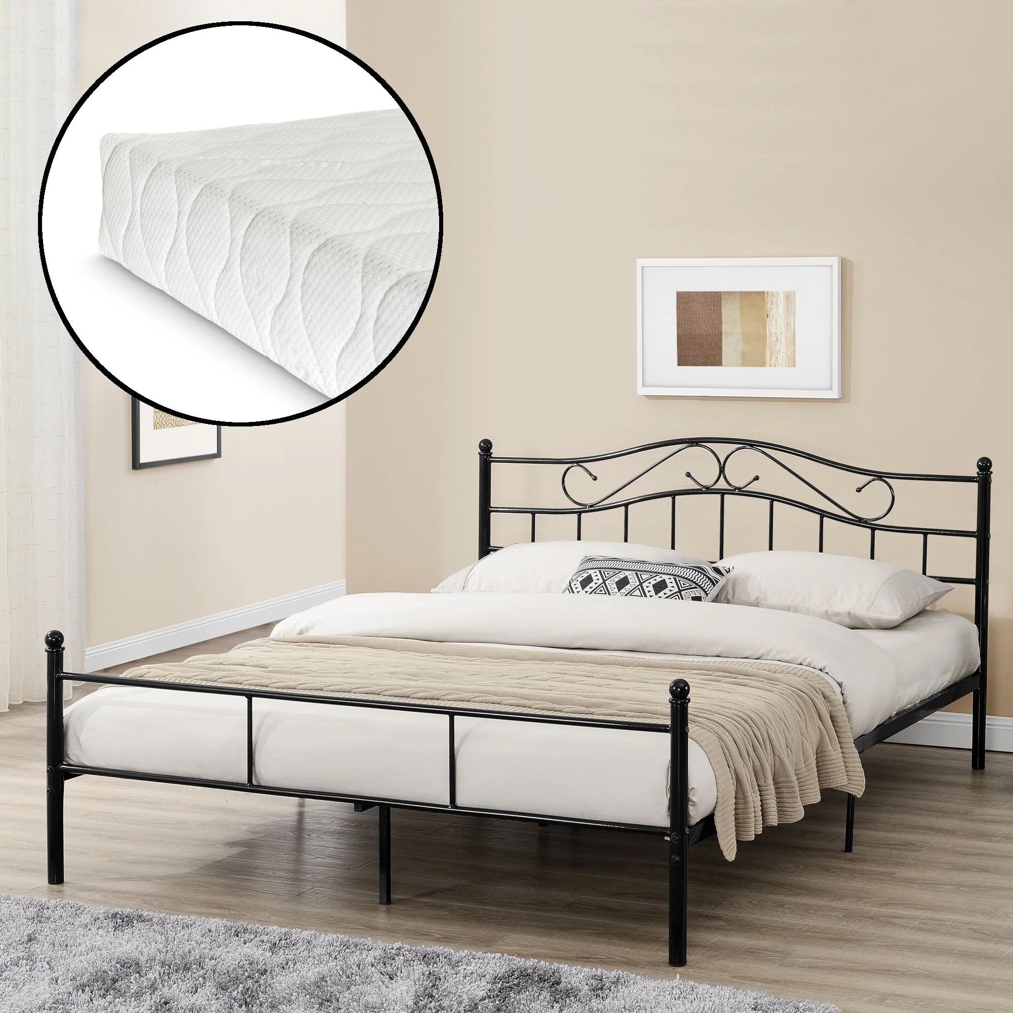 Metallbett Florenz mit Matratze [en.casa] - Image 11
