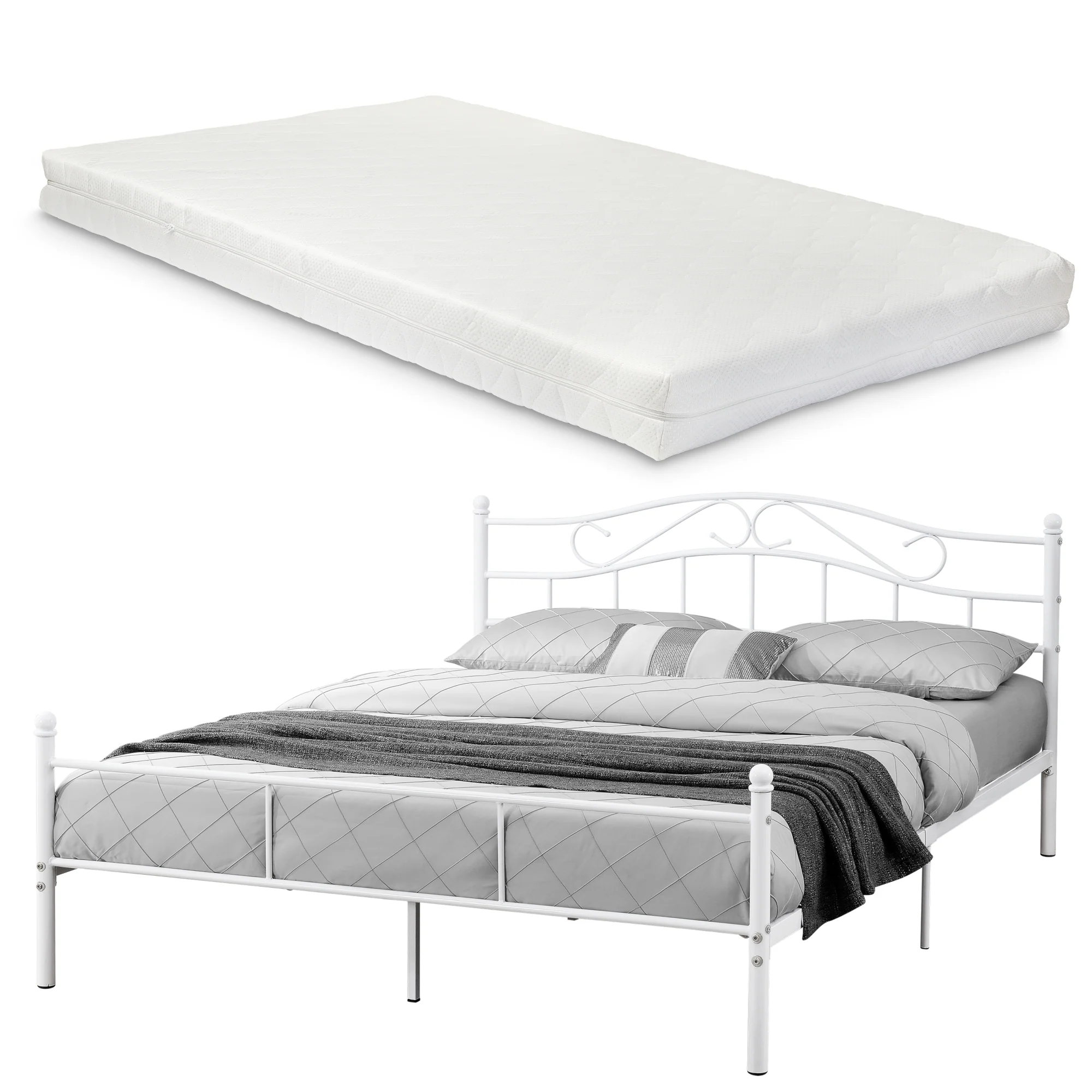 Metallbett Florenz mit Matratze [en.casa] - Image 2