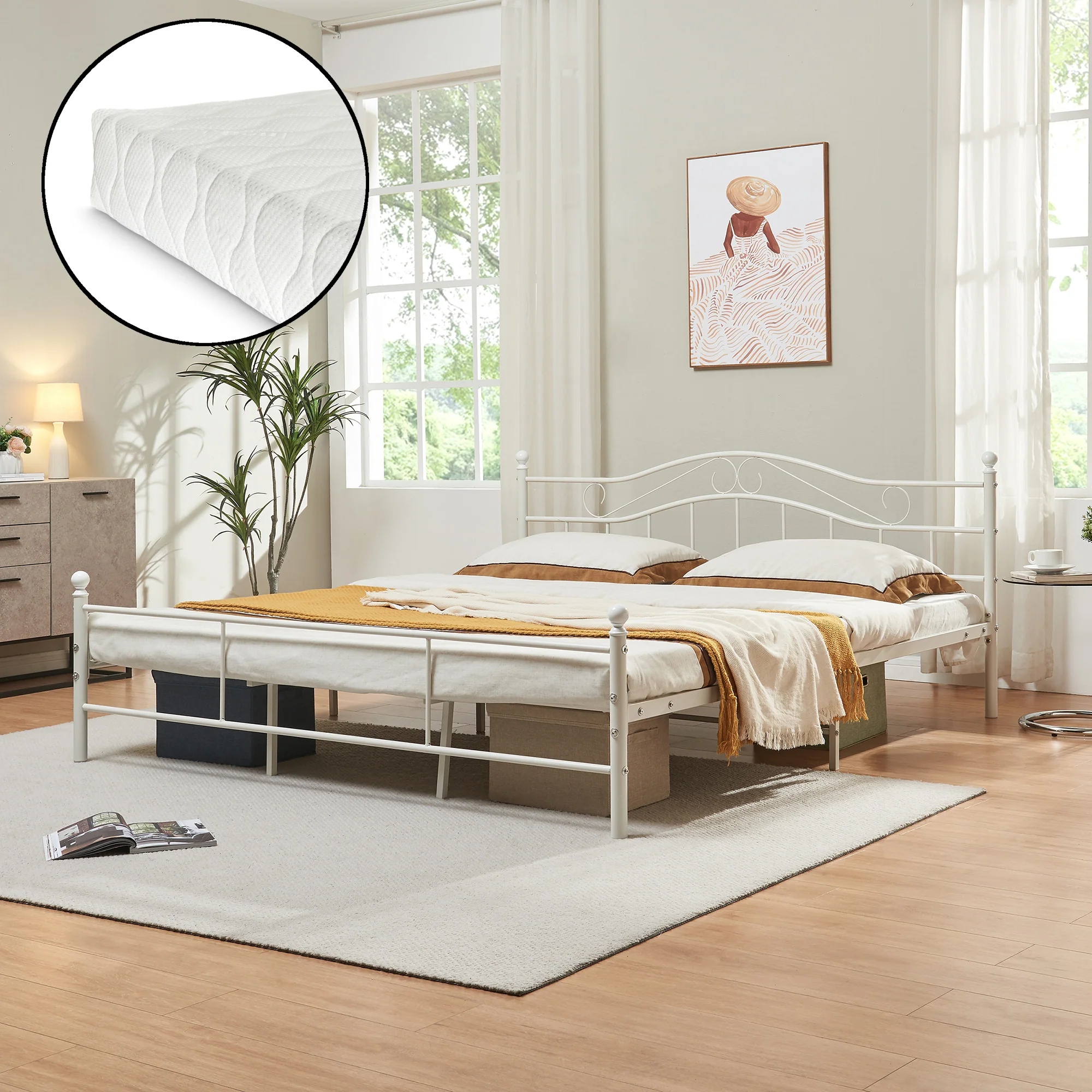 Metallbett Florenz mit Matratze [en.casa] - Image 3