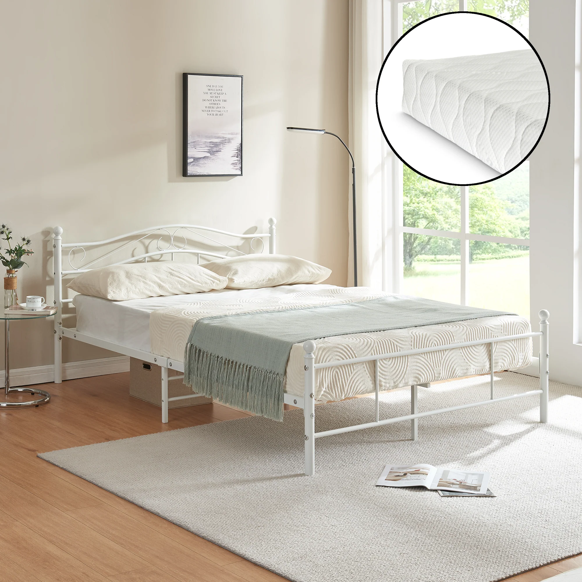 Metallbett Florenz mit Matratze [en.casa] - Image 4