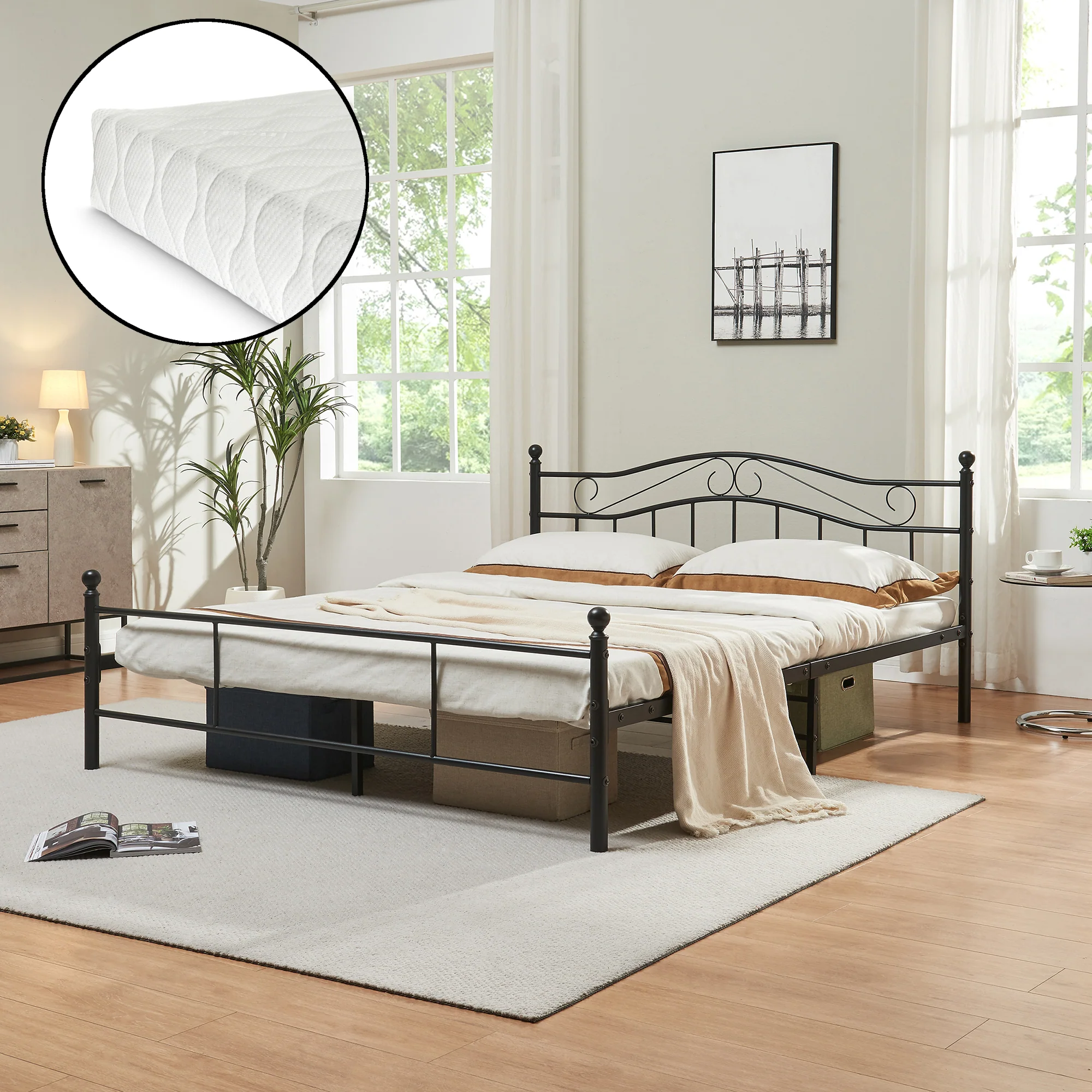 Metallbett Florenz mit Matratze [en.casa] - Image 8