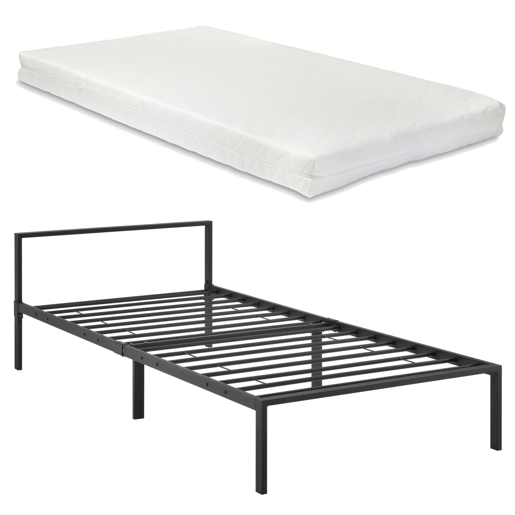 Metallbett Imatra mit Matratze in versch. Größen Schwarz en.casa - Image 2