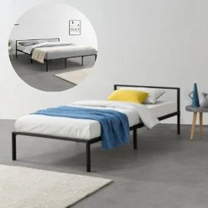 Metallbett Imatra Stahl Schwarz [en.casa]