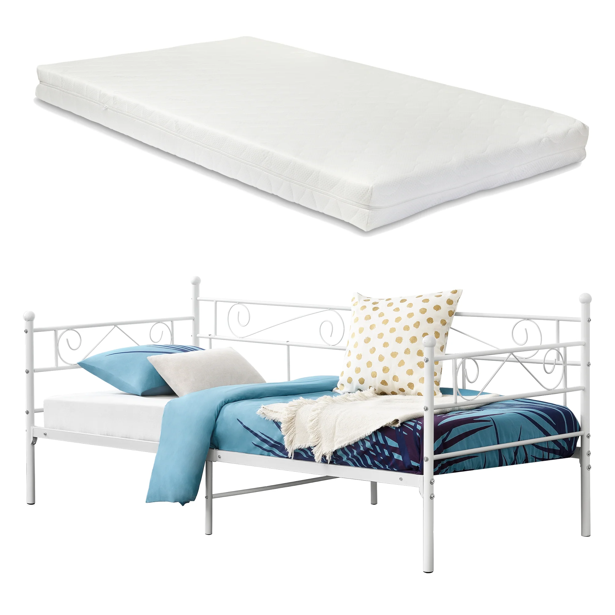 Metallbett Kerava 90x200 cm mit Kaltschaummatratze versch. Farben en.casa - Image 3