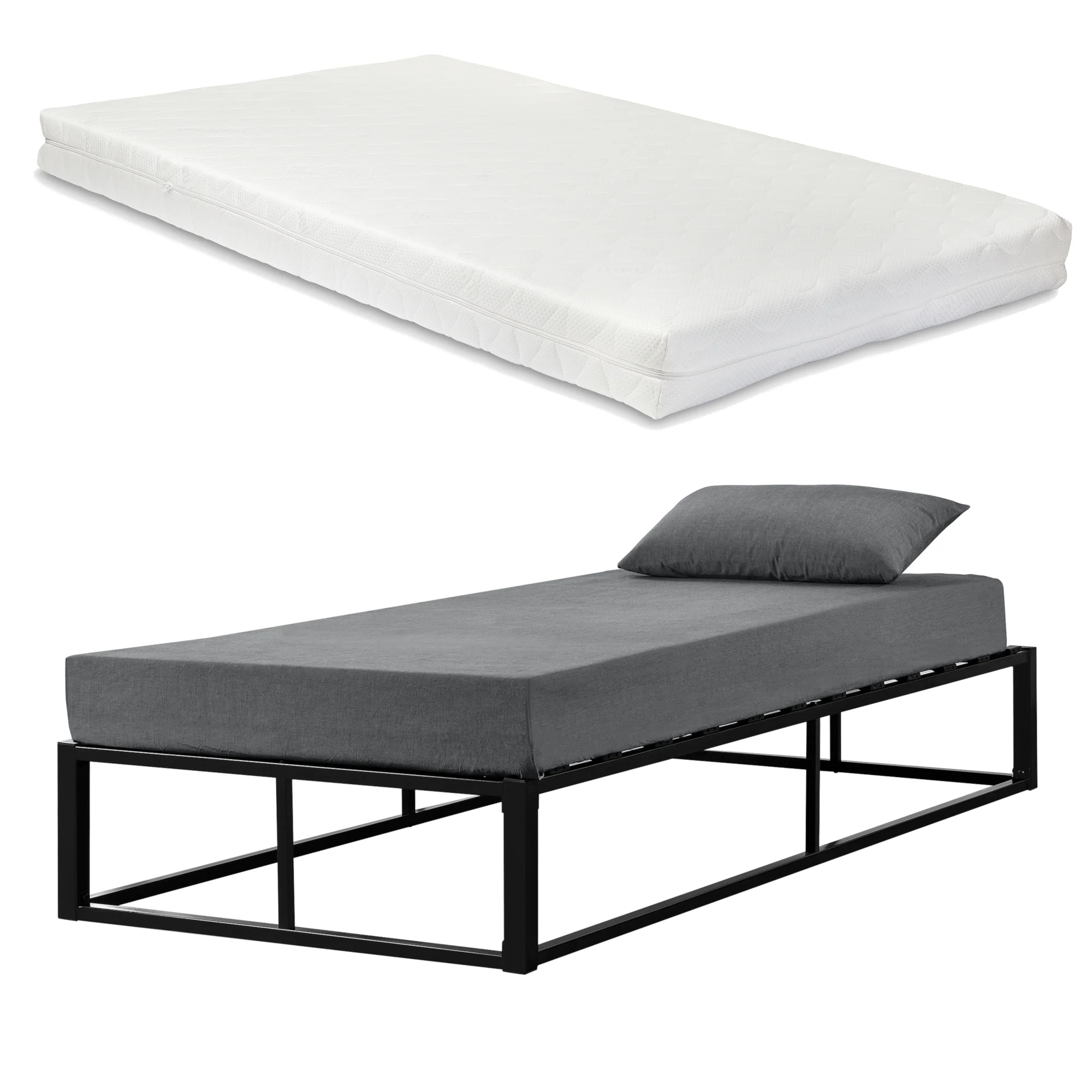 Metallbett Kreta mit Kaltschaummatratze Schwarz in versch. Größen [en.casa] - Image 4