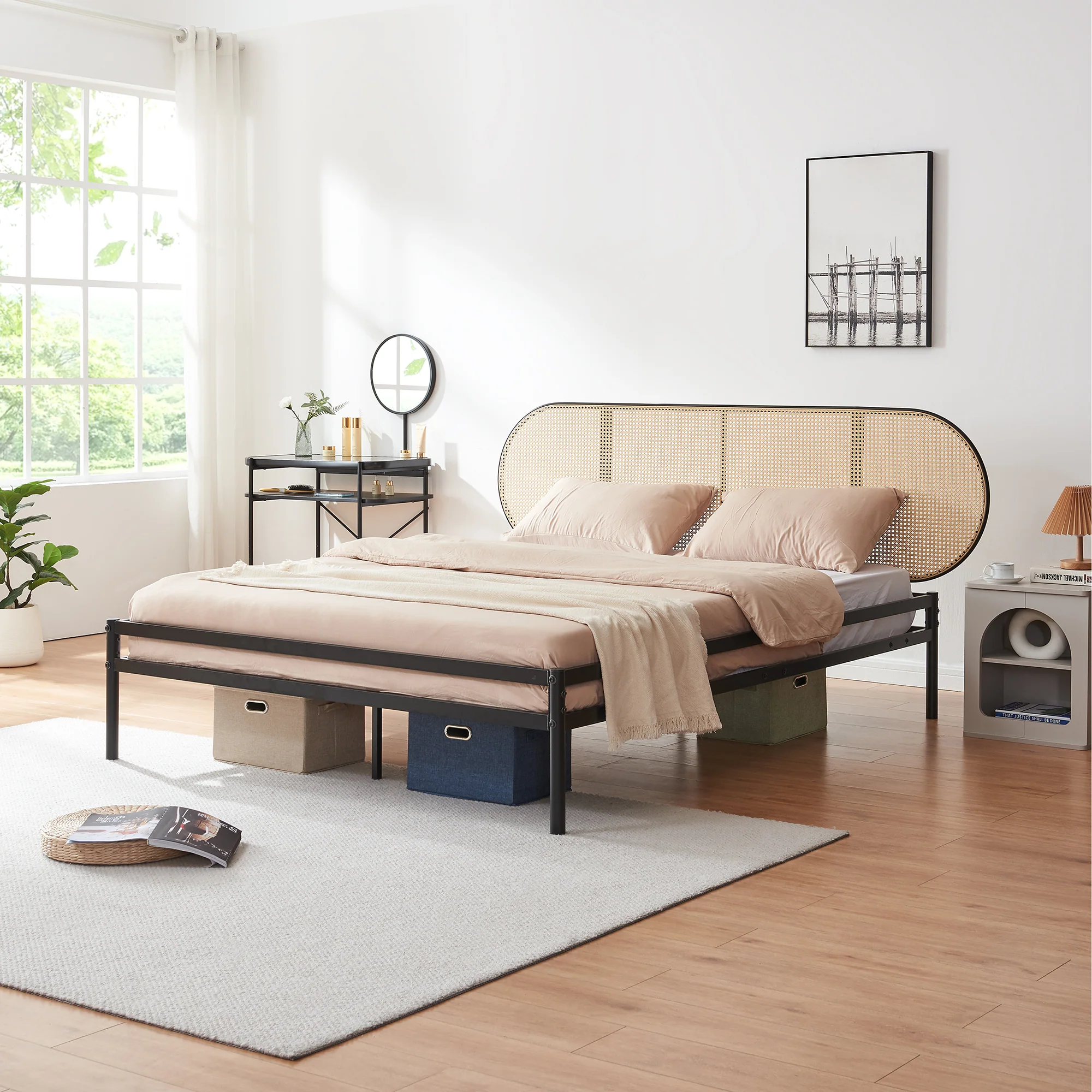 Metallbett Linköping mit ovalem Kopfteil [en.casa] - Image 3