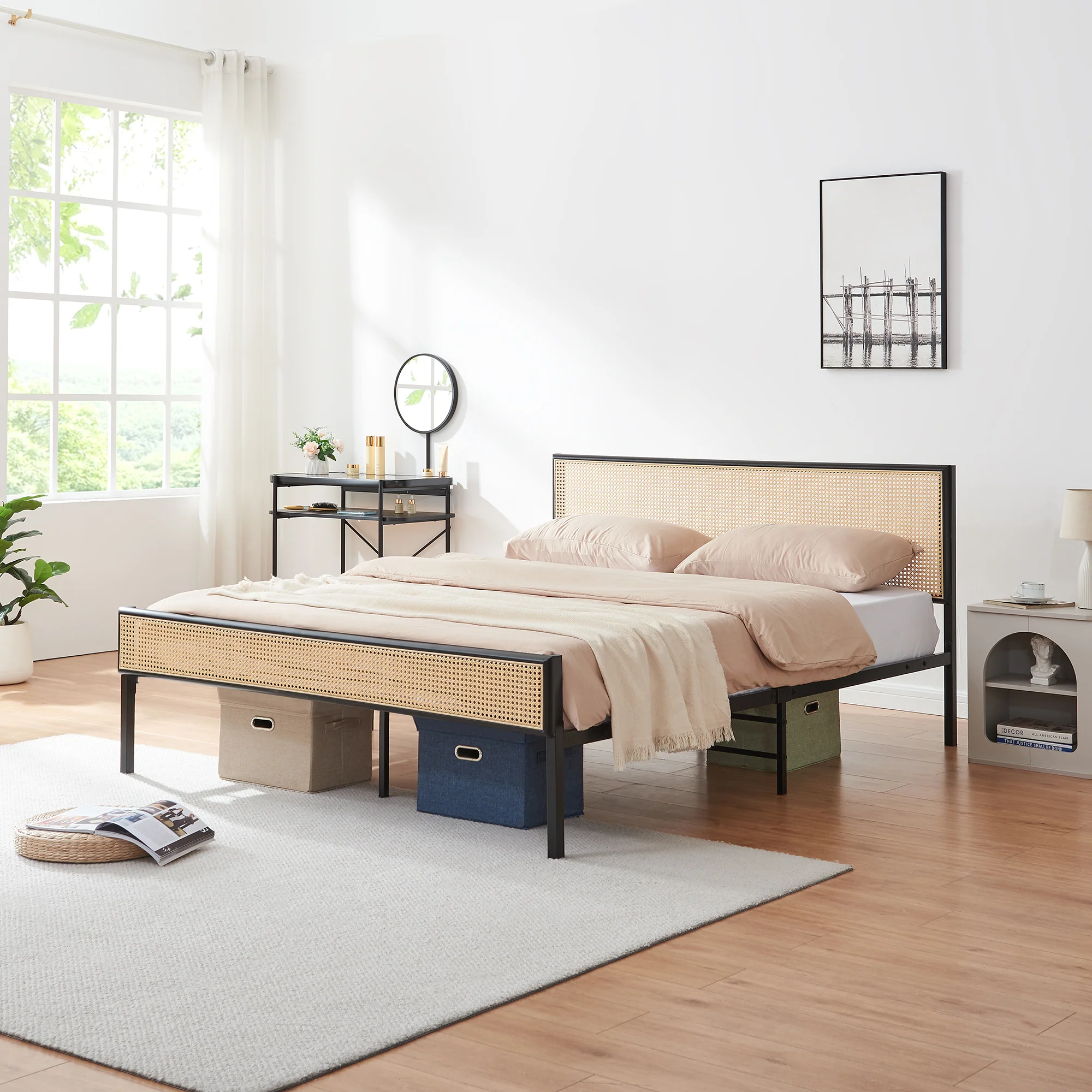 Metallbett Linköping mit rechteckigem Kopfteil [en.casa] - Image 3
