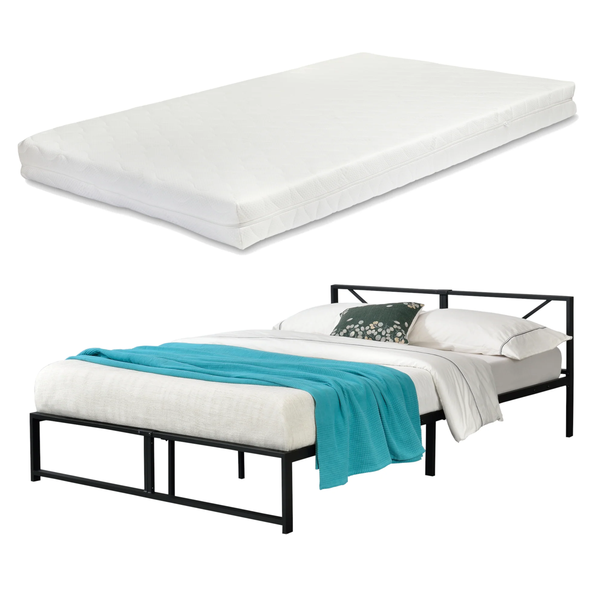 Metallbett Meran mit Matratze Stahl Schwarz [en.casa] - Image 3
