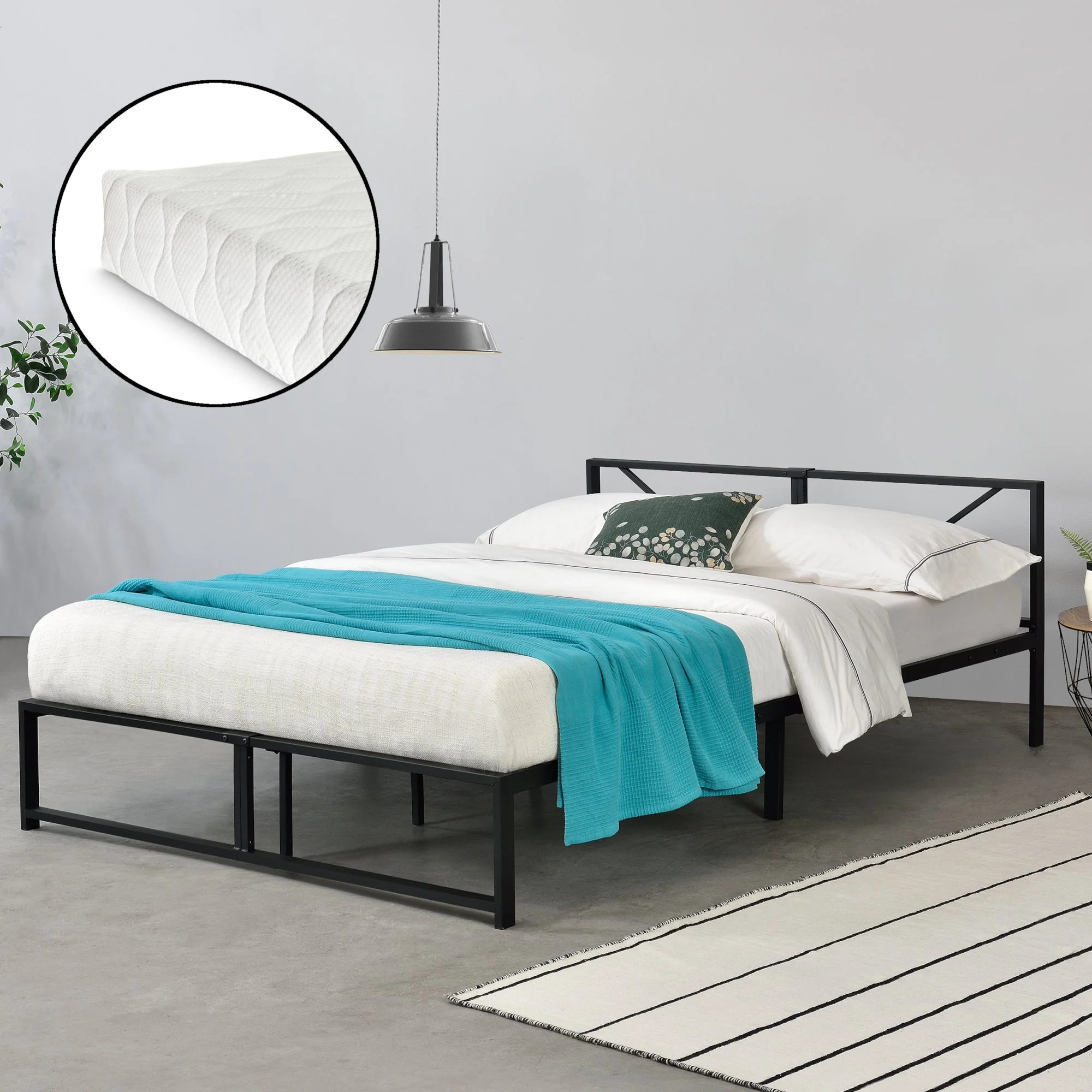 Metallbett Meran mit Matratze Stahl Schwarz [en.casa] - Image 5