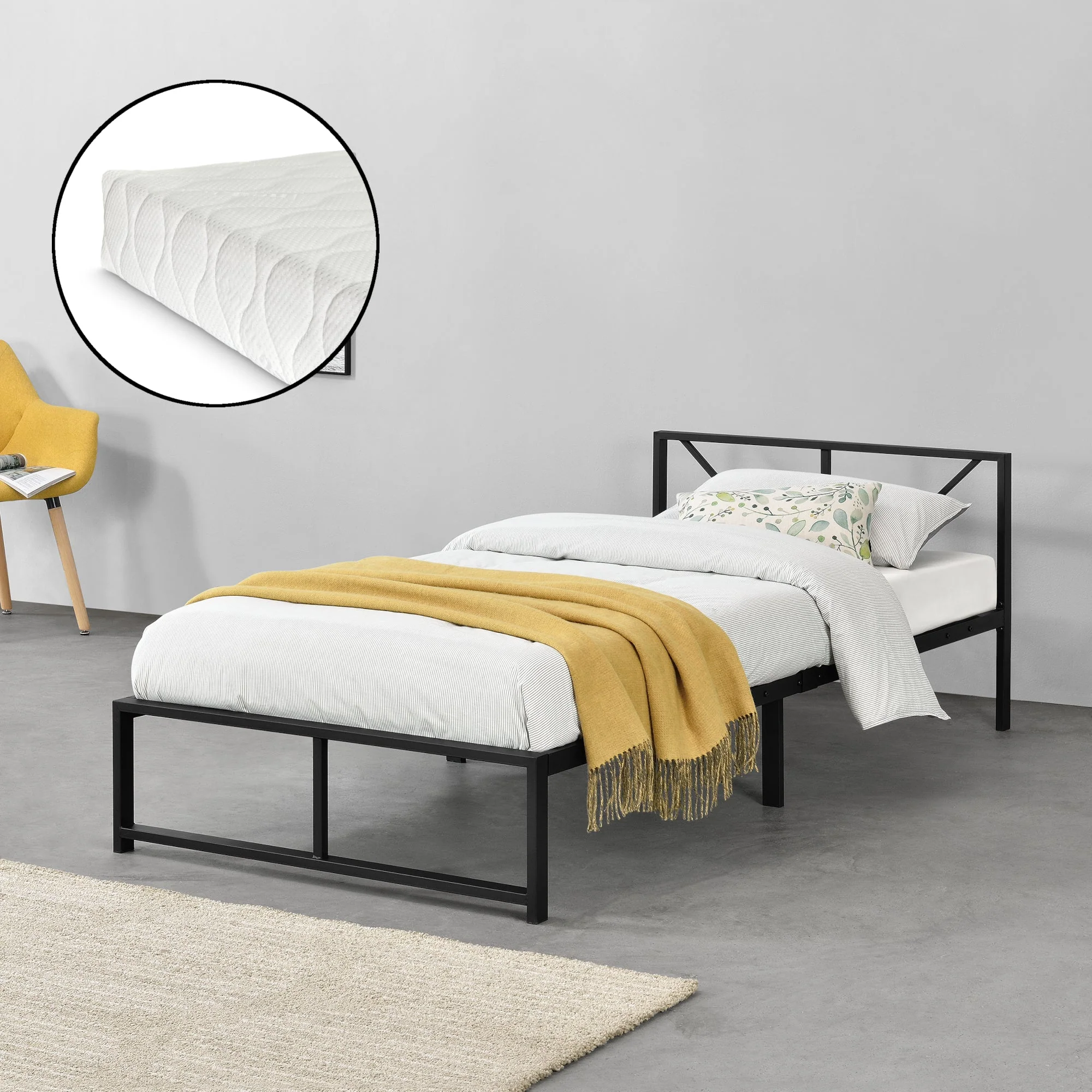 Metallbett Meran mit Matratze Stahl Schwarz [en.casa] - Image 6