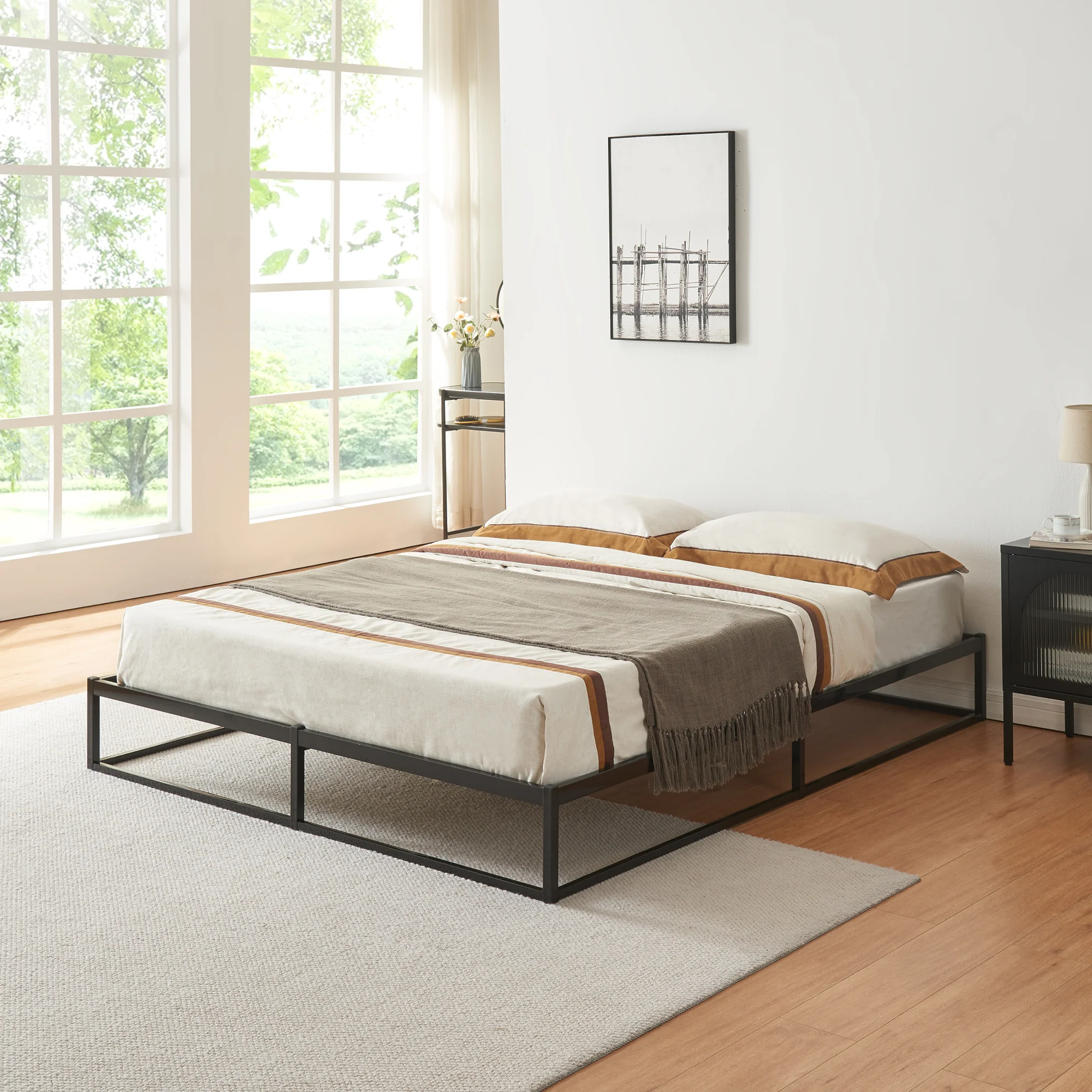 Metallbett Trerunta Stahl Schwarz [en.casa] - Image 3