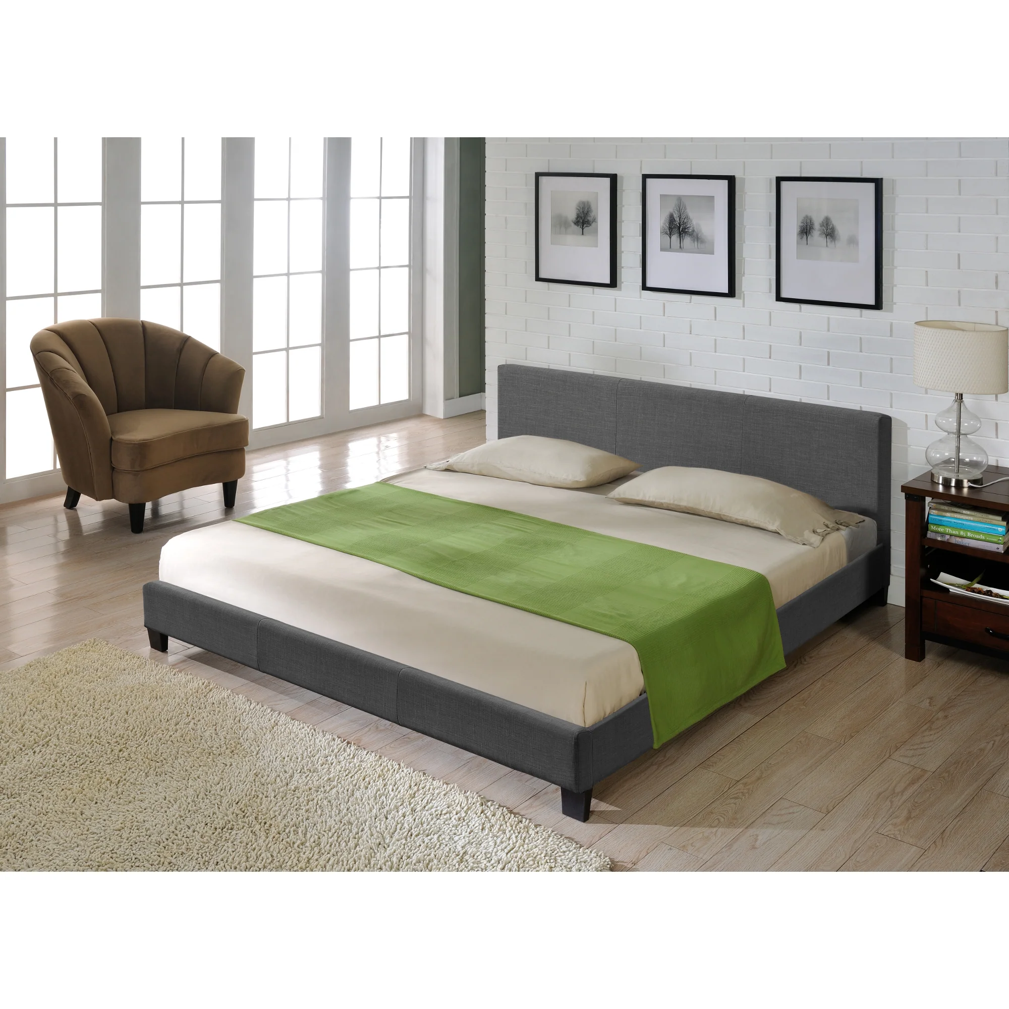 Modernes Stoffbett Bettgestell dunkelgrau CORIUM