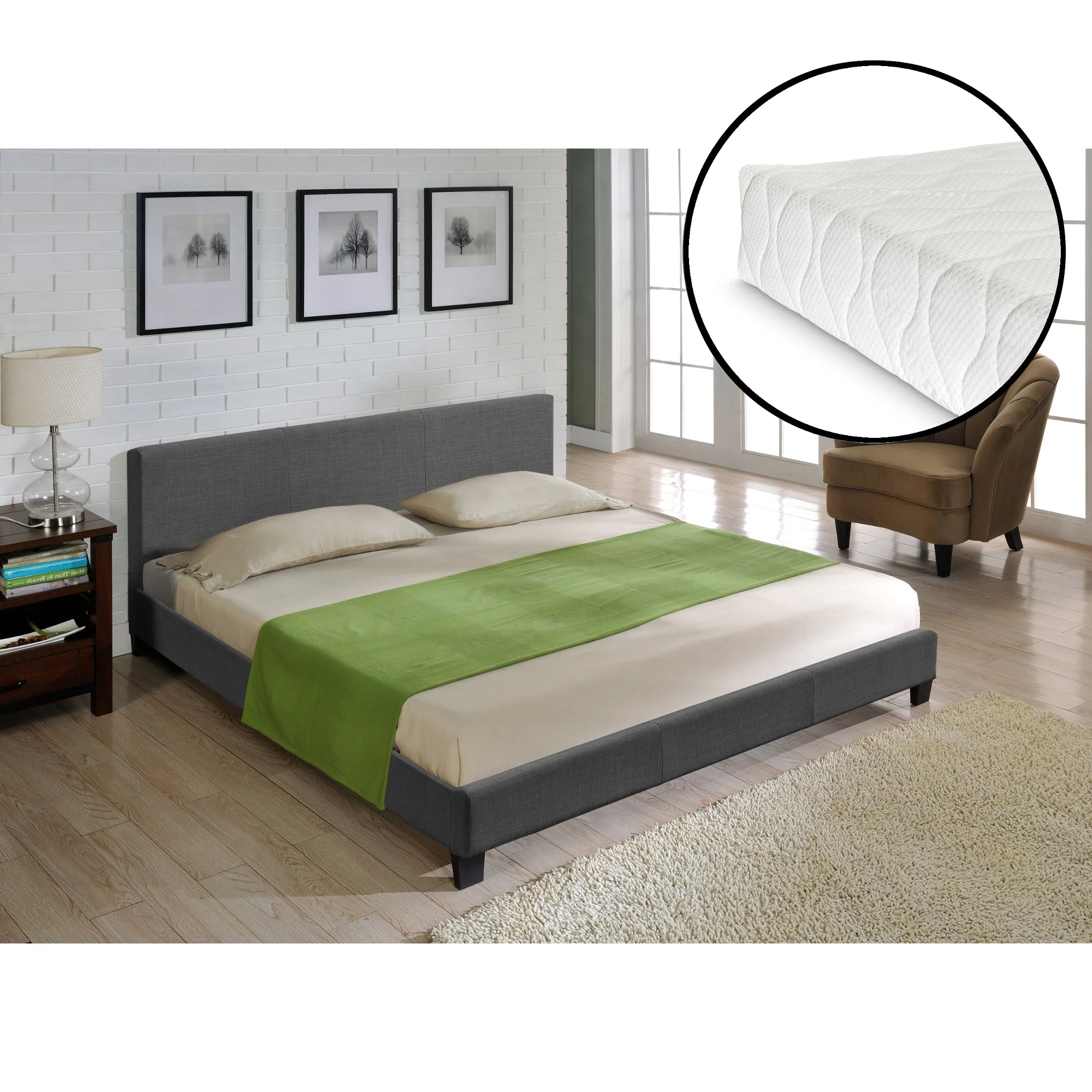 Modernes Stoffbett Bettgestell dunkelgrau CORIUM - Image 12