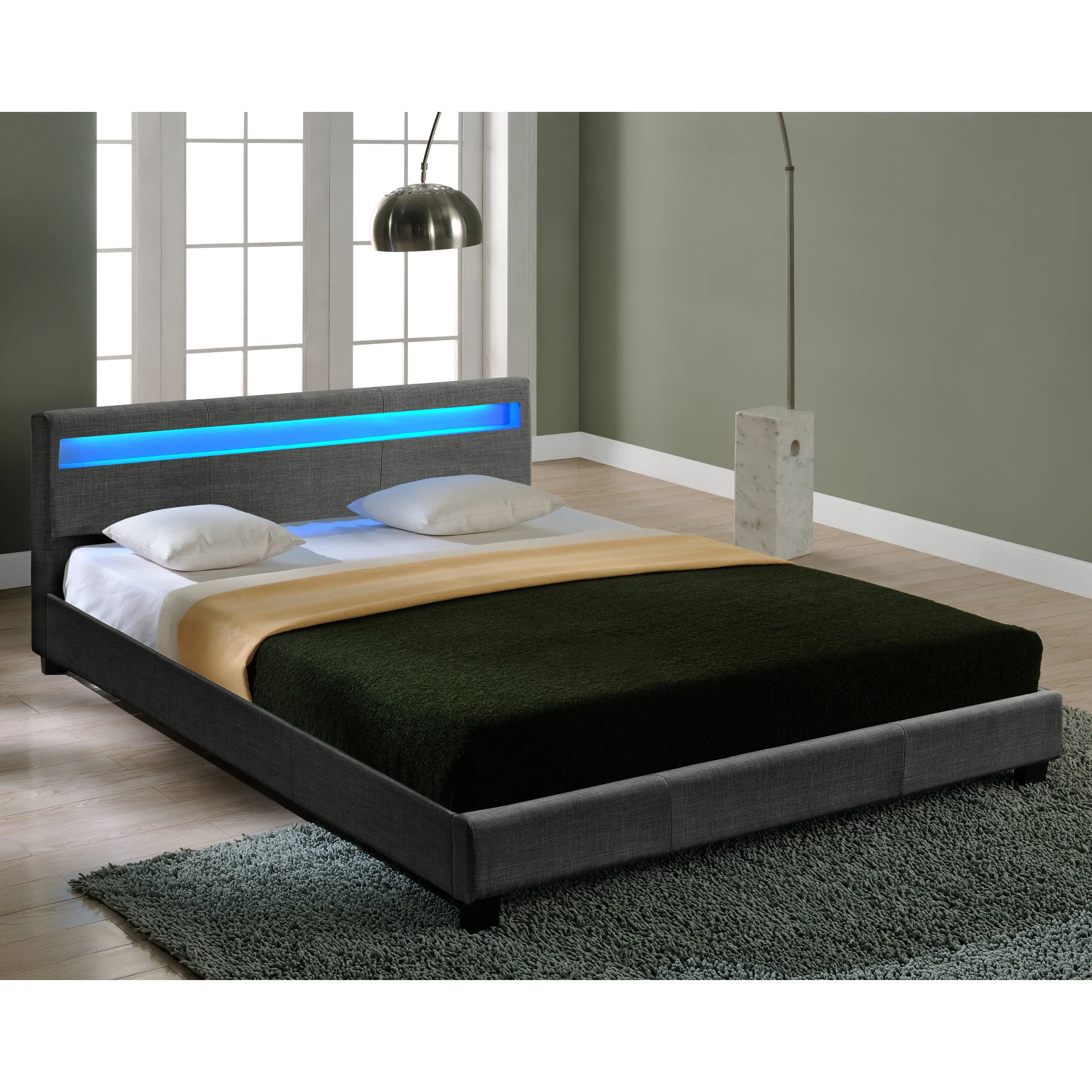 Modernes Stoffbett Bettgestell dunkelgrau CORIUM - Image 6
