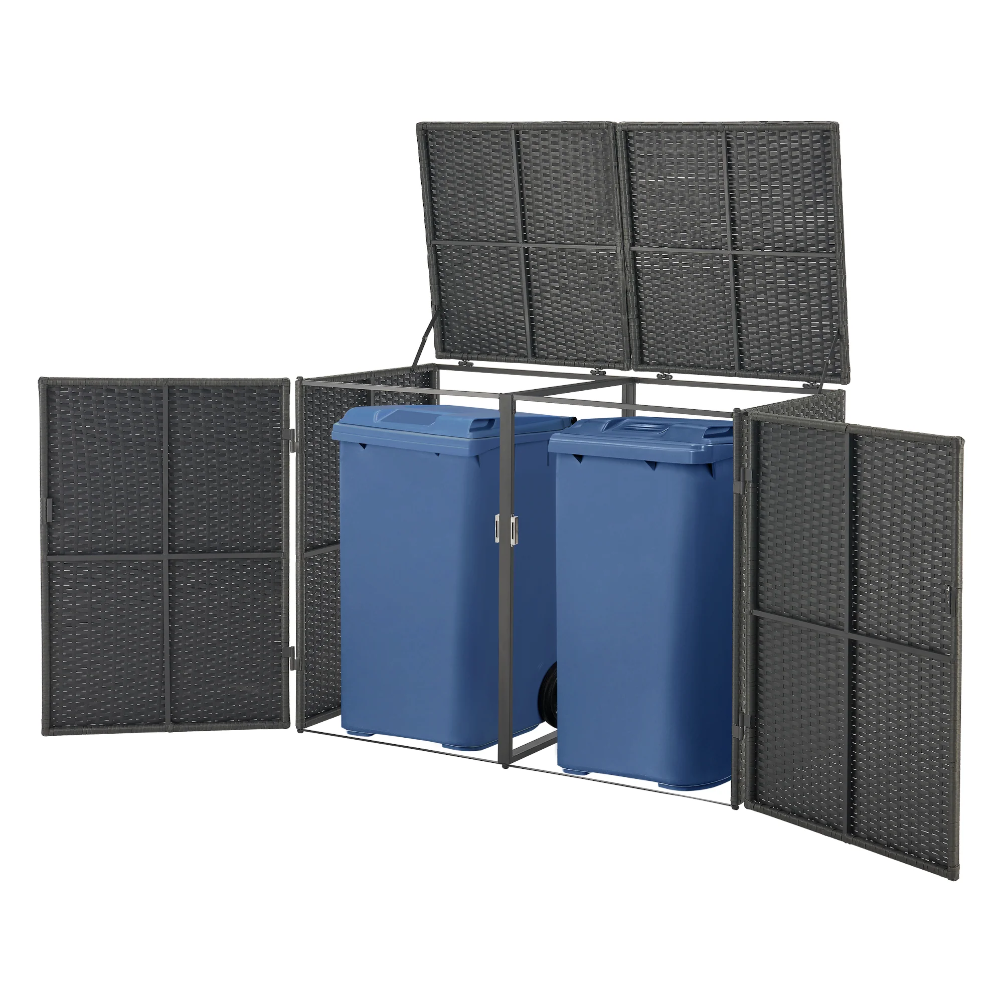 Mülltonnen Verkleidung Widnau für 1/2 Mülltonnen Polyrattan Dunkelgrau [en.casa] - Image 3