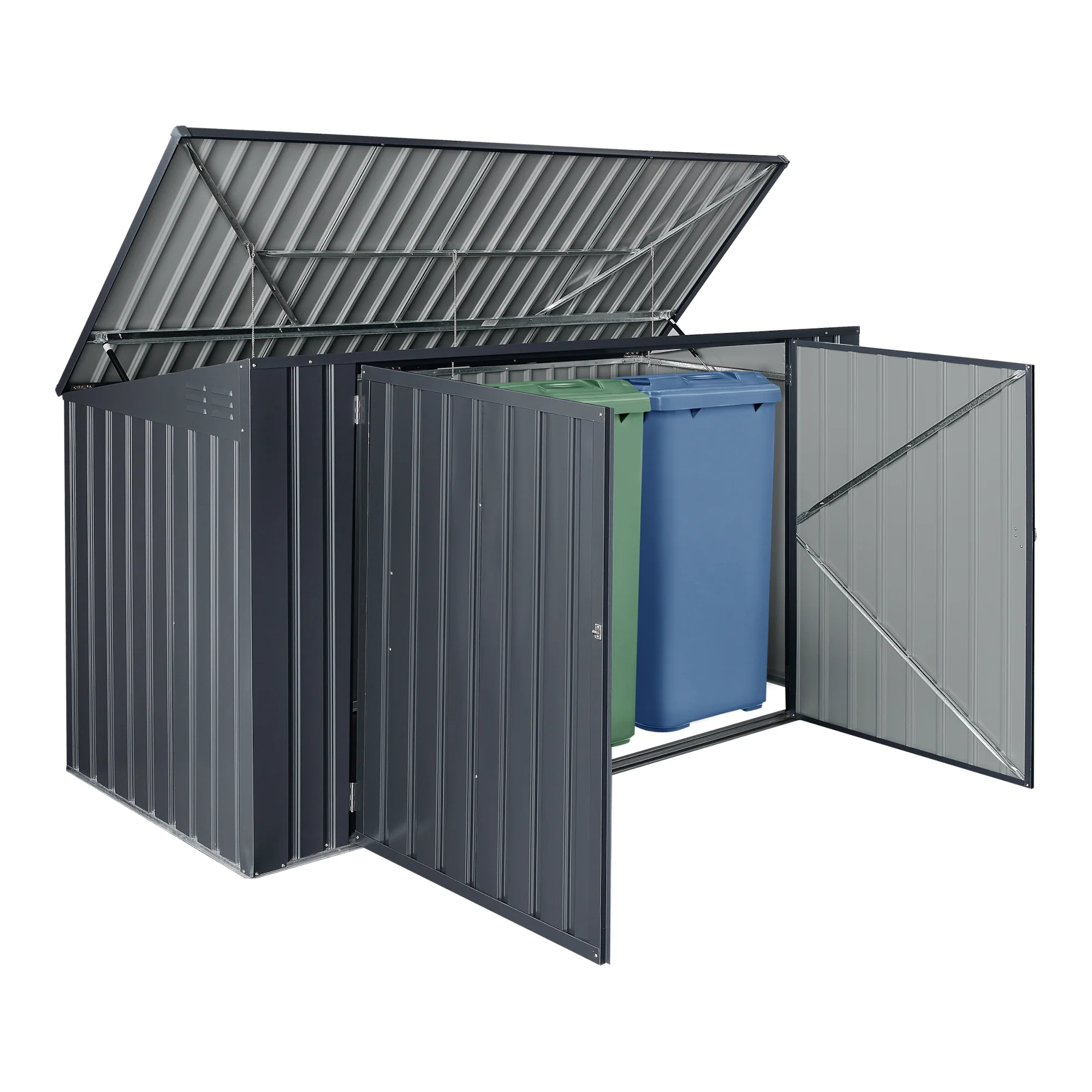 Mülltonnenbox Grebin für 2/3 Tonnen Dunkelgrau in versch. Größen [en.casa] - Image 3