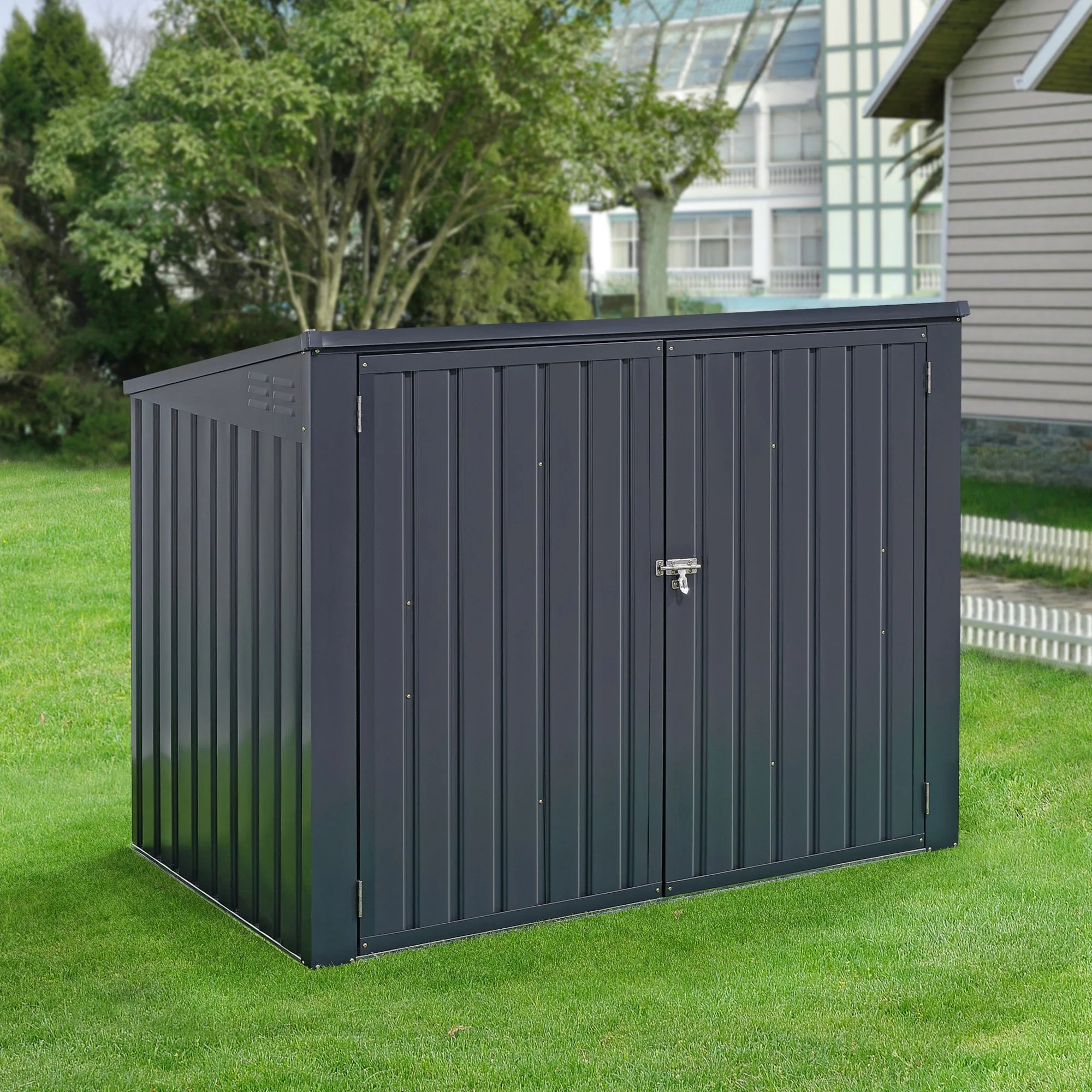 Mülltonnenbox Grebin für 2/3 Tonnen Dunkelgrau in versch. Größen [en.casa] - Image 4