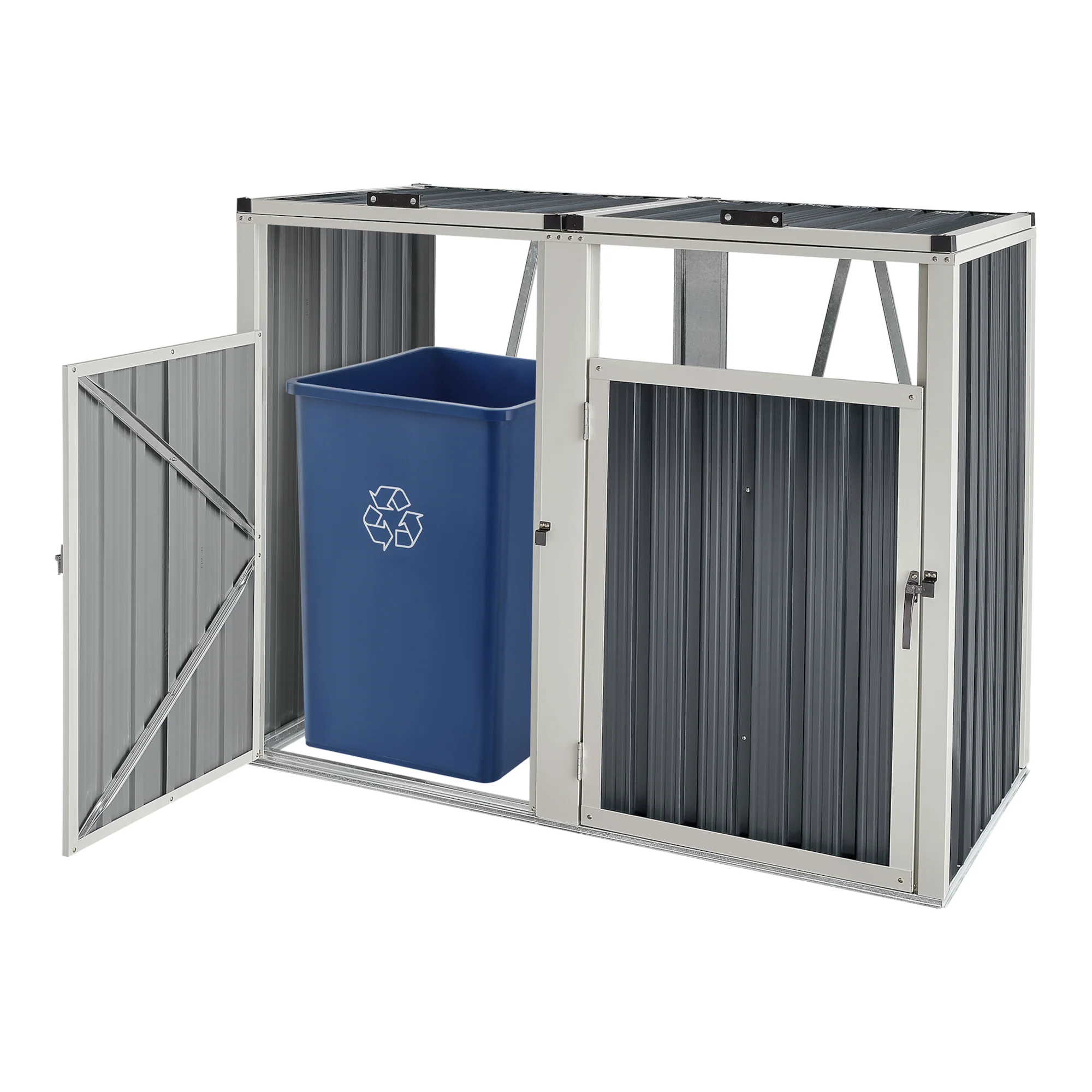 Mülltonnenbox Tarbek für 1/2/3/4 Tonnen Stahl verzinkt Anthrazit in versch. Größen [en.casa] - Image 4