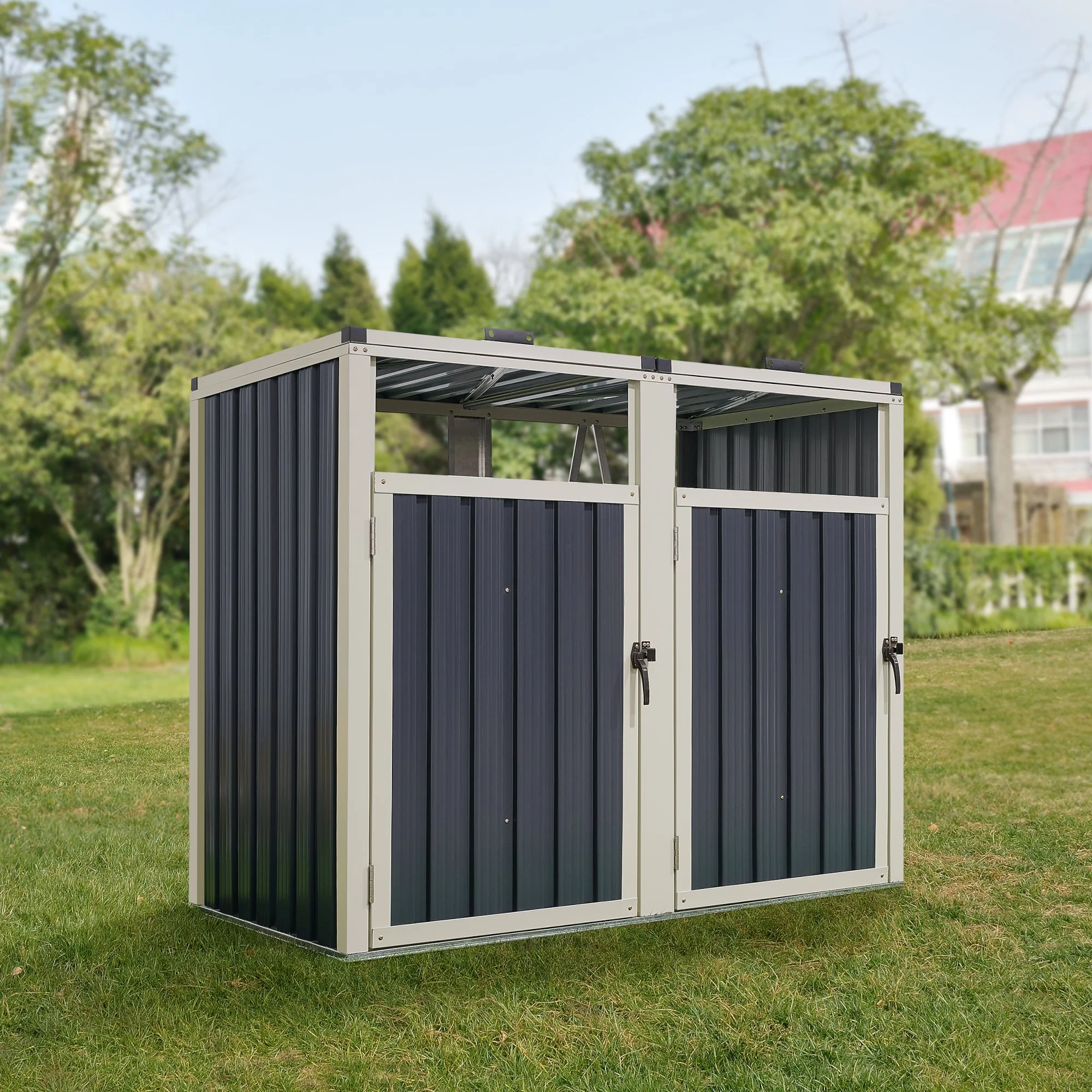 Mülltonnenbox Tarbek für 1/2/3/4 Tonnen Stahl verzinkt Anthrazit in versch. Größen [en.casa] - Image 8