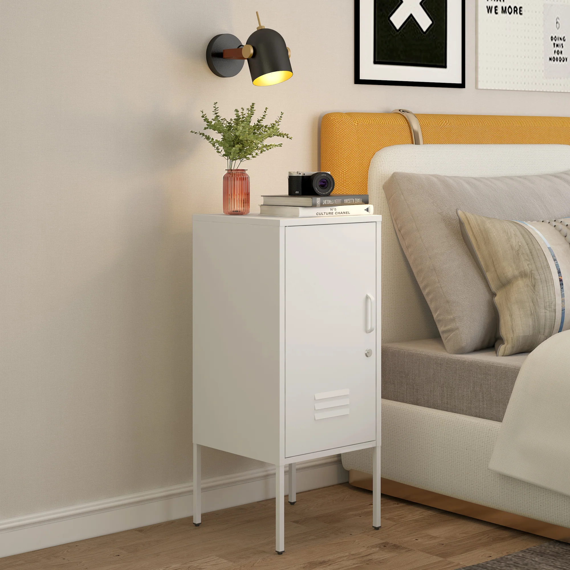 Nachtschrank Hausjärvi 82x35x35 cm Stahl [en.casa]